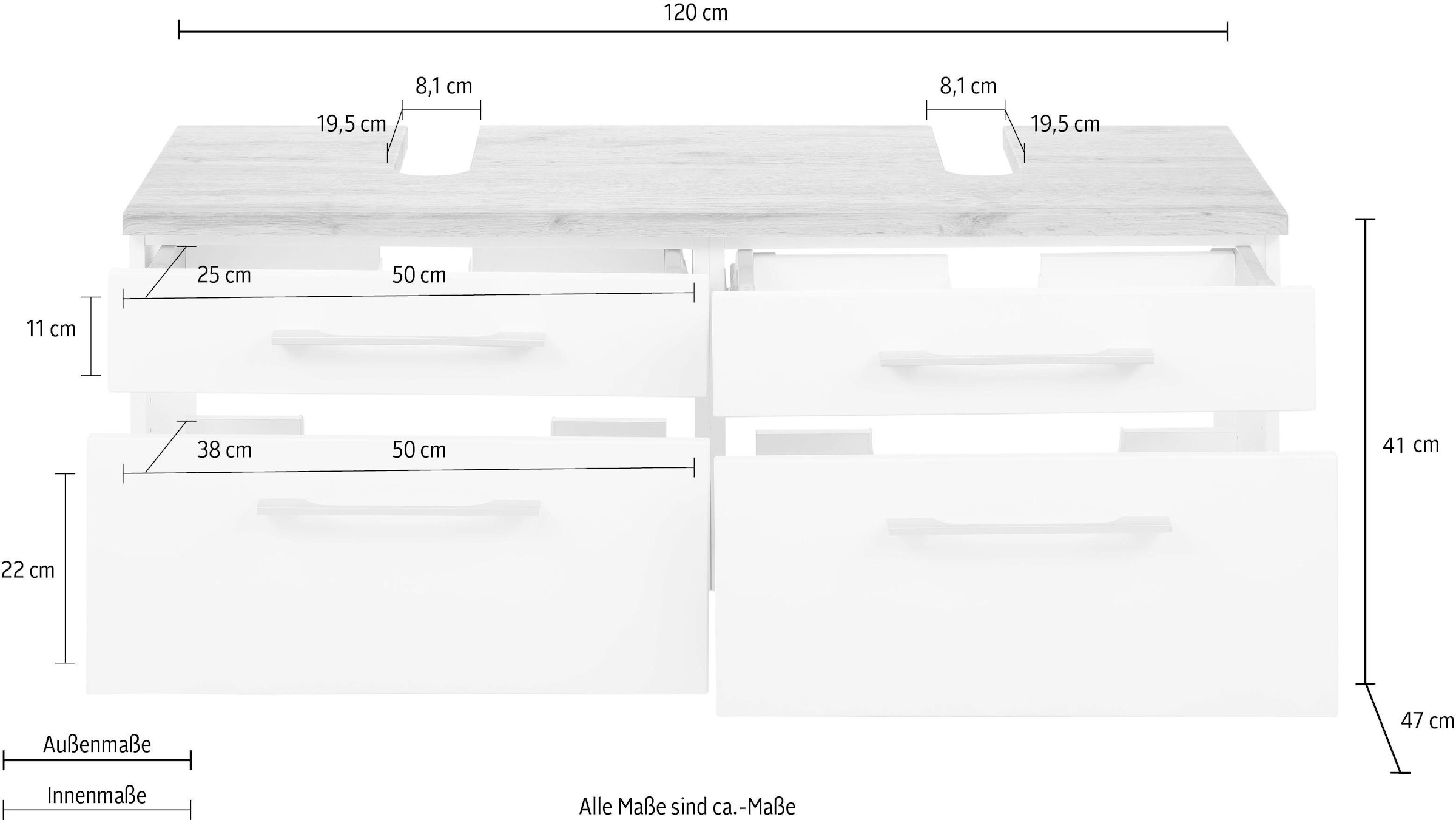HELD MÖBEL Waschbeckenunterschrank »Davos«, Breite 120 cm kaufen