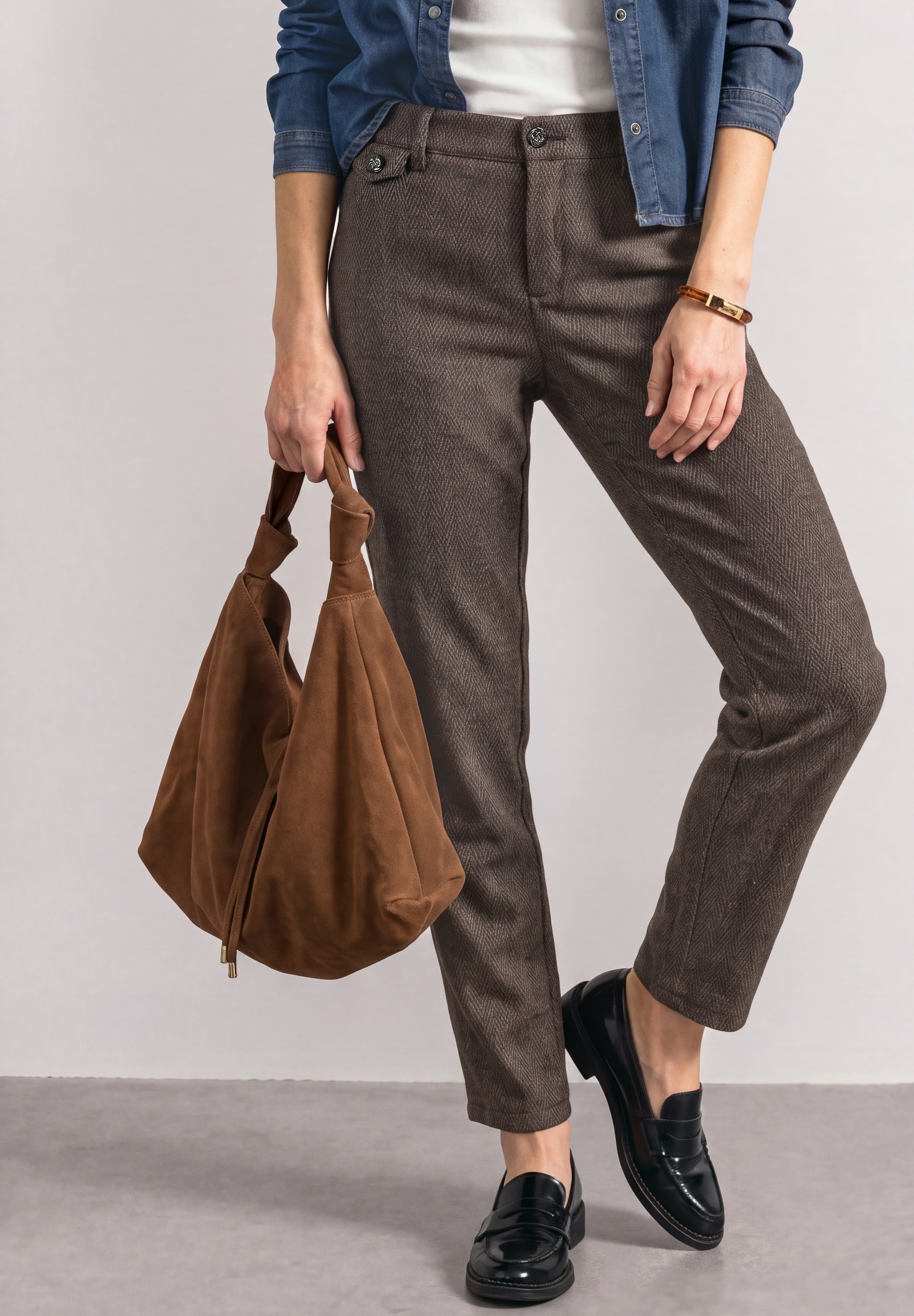 Image of STREET ONE Chinohose "Style Anouk" mit Fishbone-Muster / Viskose-Stretch