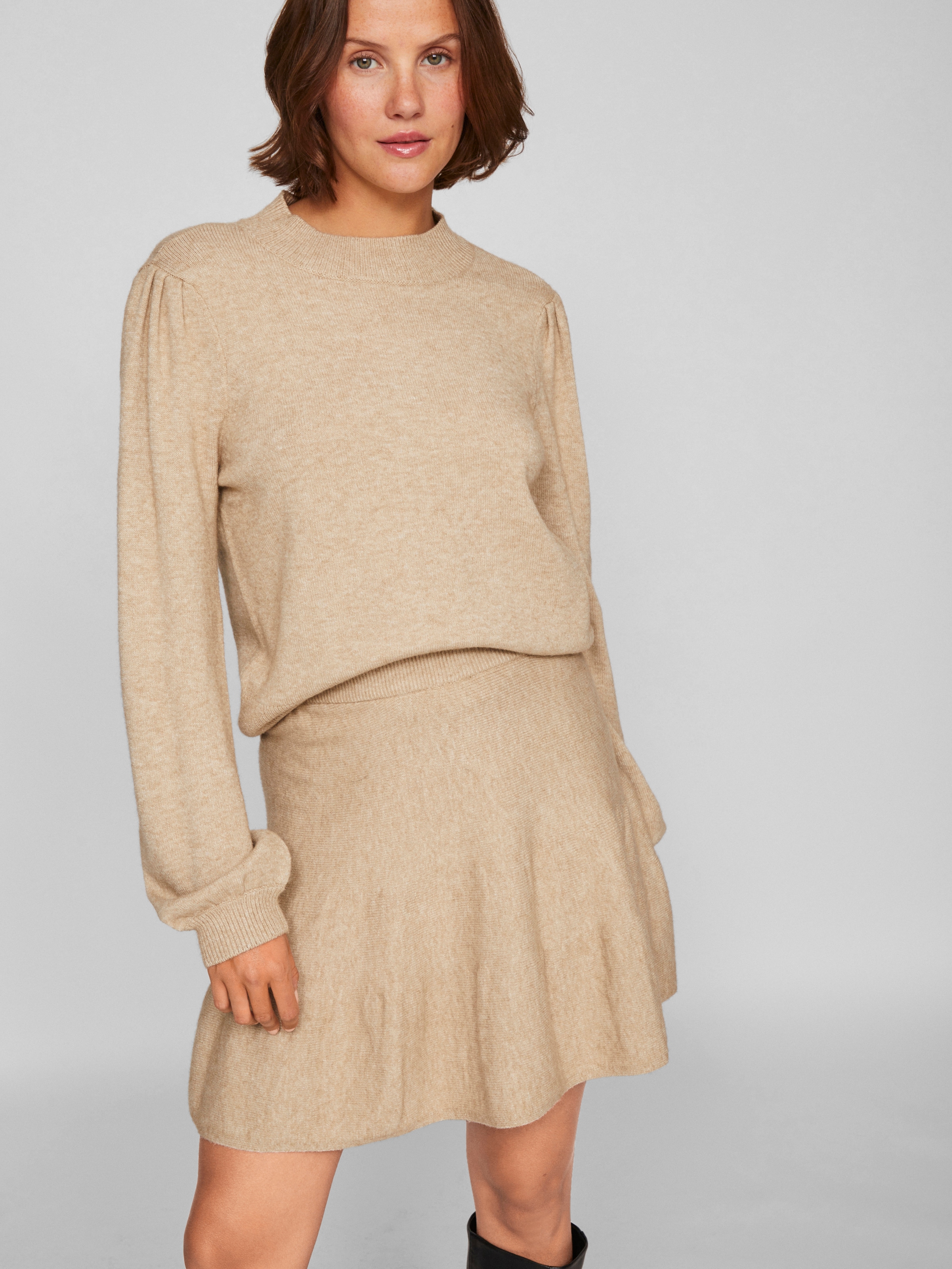 Image of Vila Rundhalspullover "VIRIL TURTLE-NK BALLOON L/S TOP - NOOS" Materialmix, regular fit
