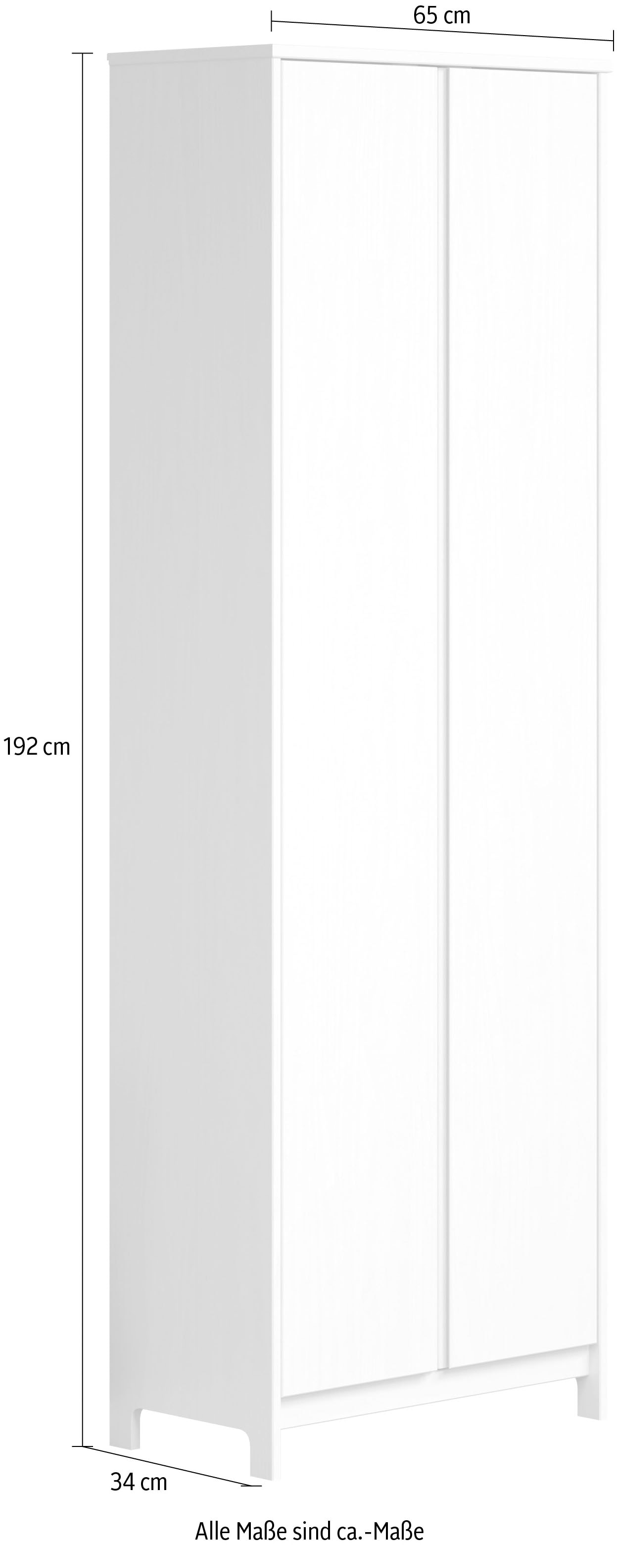 Home affaire Kleiderschrank »Aarhus« 1 Stk. tlg. Weisser, griffloser Massivholz Schrank - (B/T/H) 65/34/192 cm