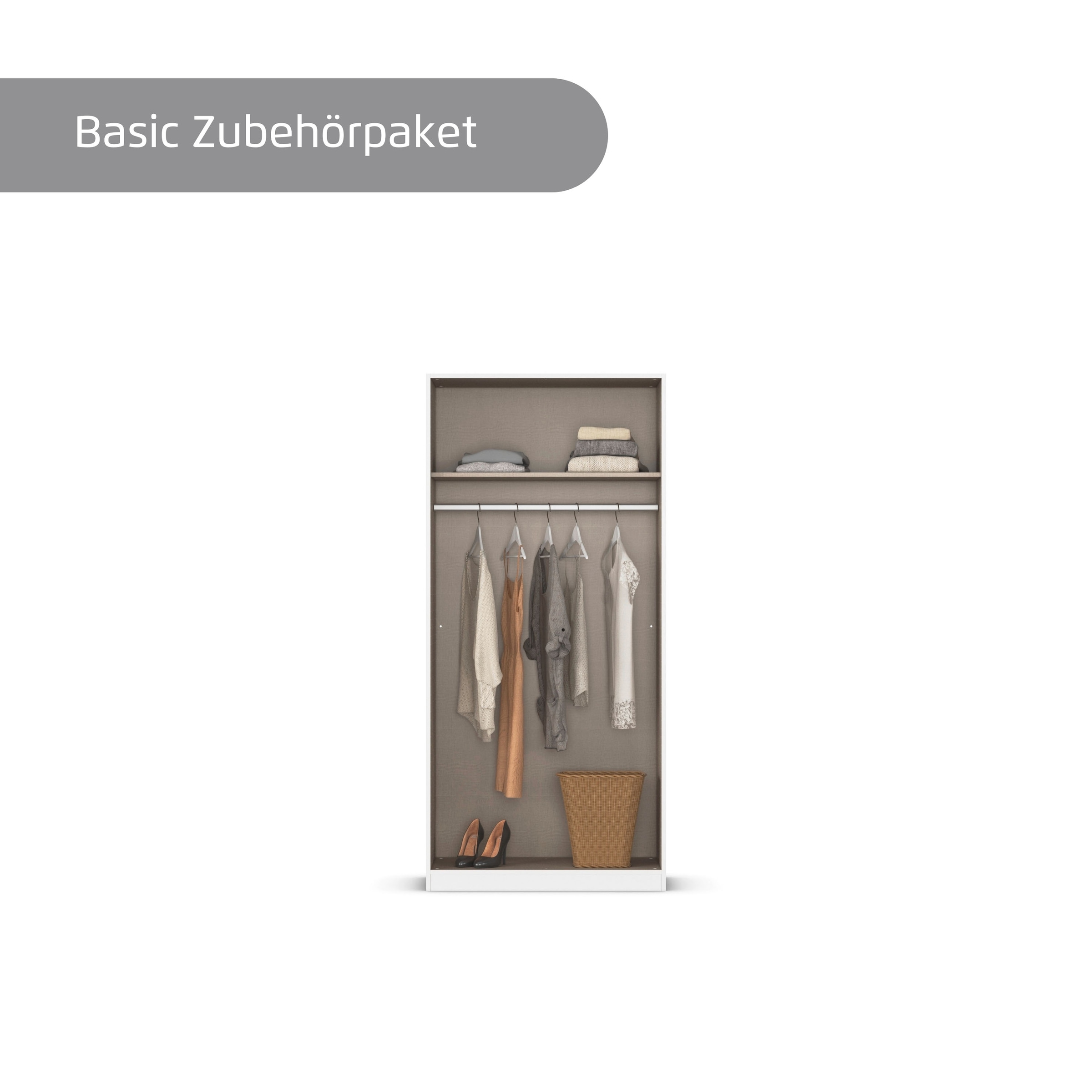 GOODproduct Kleiderschrank »Mehrzweckschrank Aktenschrank Möbel Mietswohnung Schlafzimmer AVOLA« 3 verschiedene Ausstattungen BASIC/CLASSIC/PREMIUM (inkl. SOFT-CLOSE),  mit hochwertigen Stangengriffen in Schwarz aus Metall MADE IN GERMANY