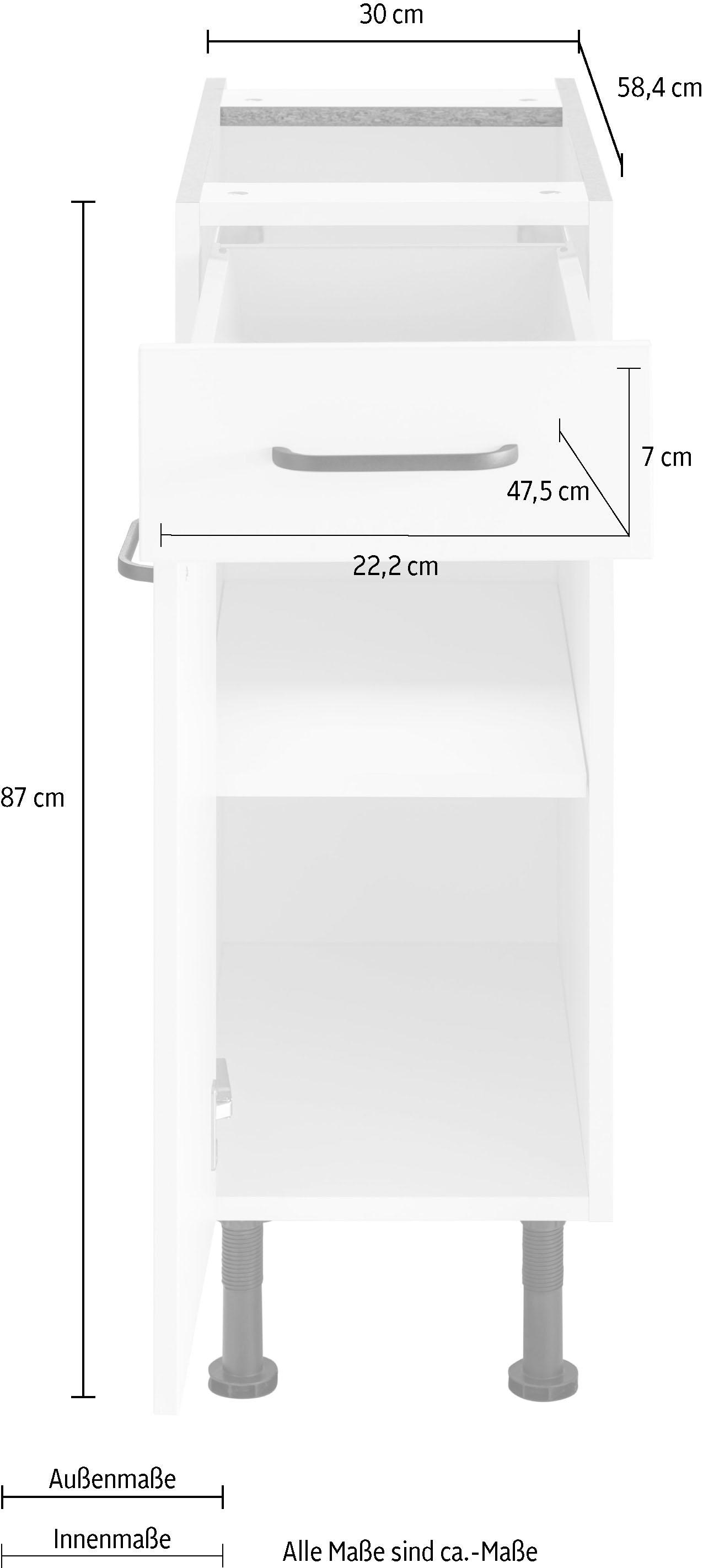 OPTIFIT Unterschrank »Elga«, mit Soft-Close-Funktion, höhenverstellbaren Füsse, Breite 30 cm