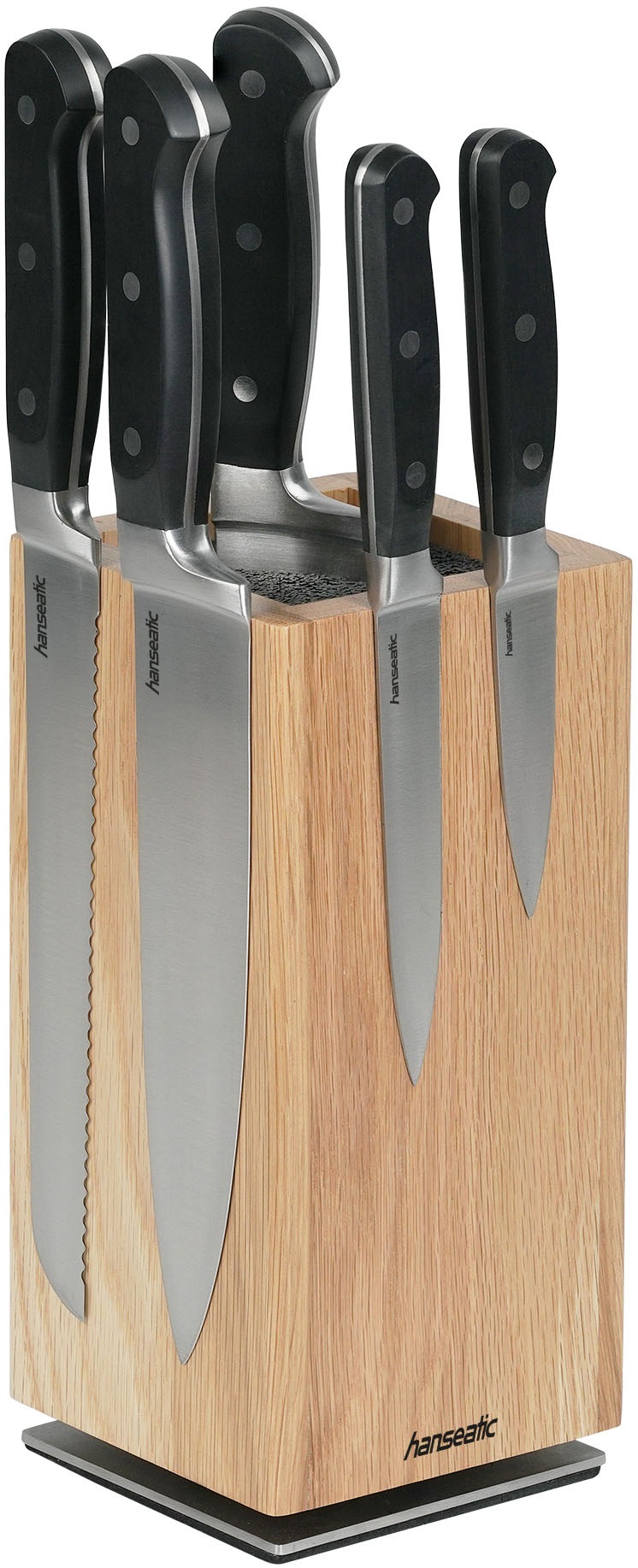 Image of Hanseatic Magnet-Messerblock "hanseatic PREMIUM, aus Holz, Messerblock Set, 6-tlg." 6 Stk. elegantes Design, herausnehmbarer Borsteneinsatz, 360-Grad-drehbar