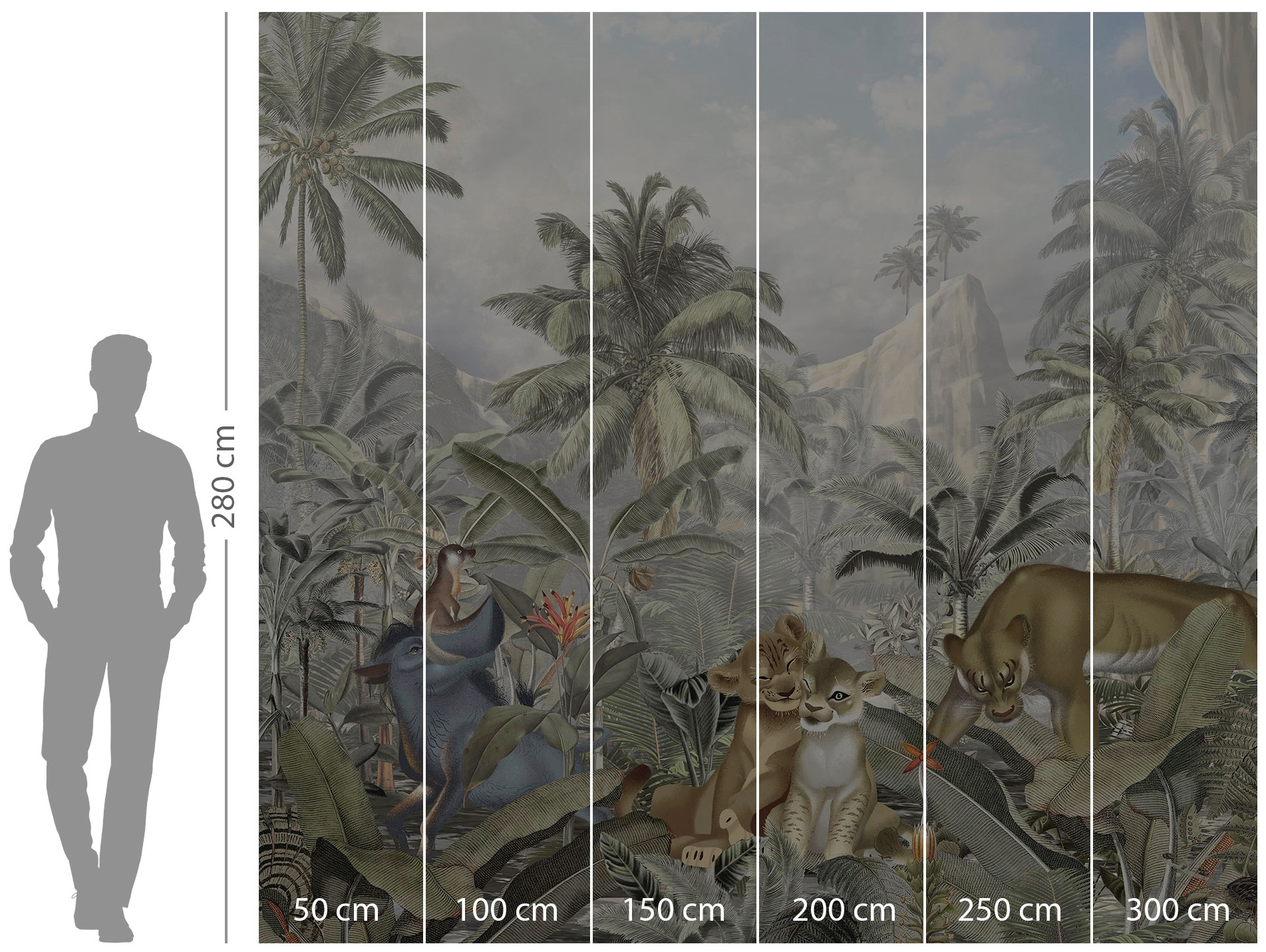 Komar Vliestapete »Digitaldruck Vlies - Lion King Hills - Grösse 300 x 280 cm«, bedruckt, Kinderzimmer
