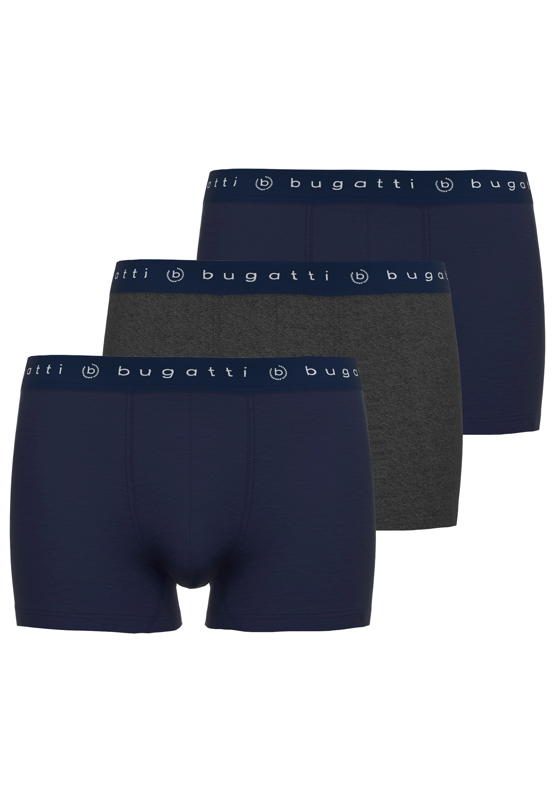 Image of bugatti Slip "Mailand" 3er Pack, breiter Bund, mit Logo, atmungsaktiv, Baumwollmix, eng