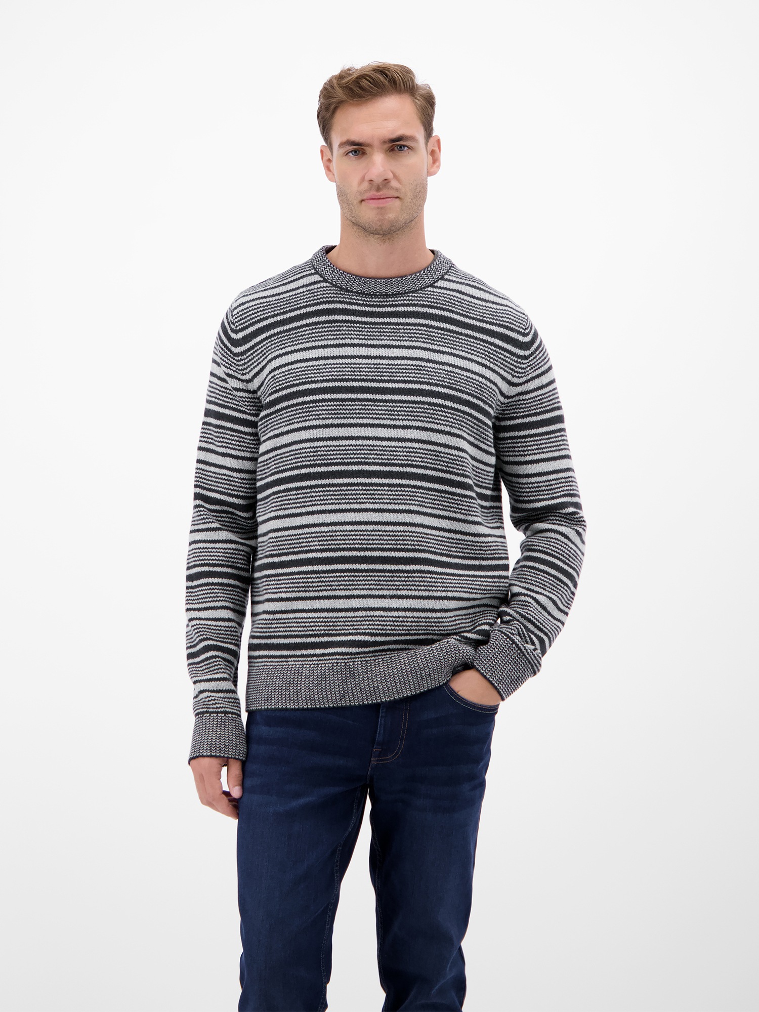 LERROS Strickpullover »LERROS Herren Crewneck-Stricker, gestreift«