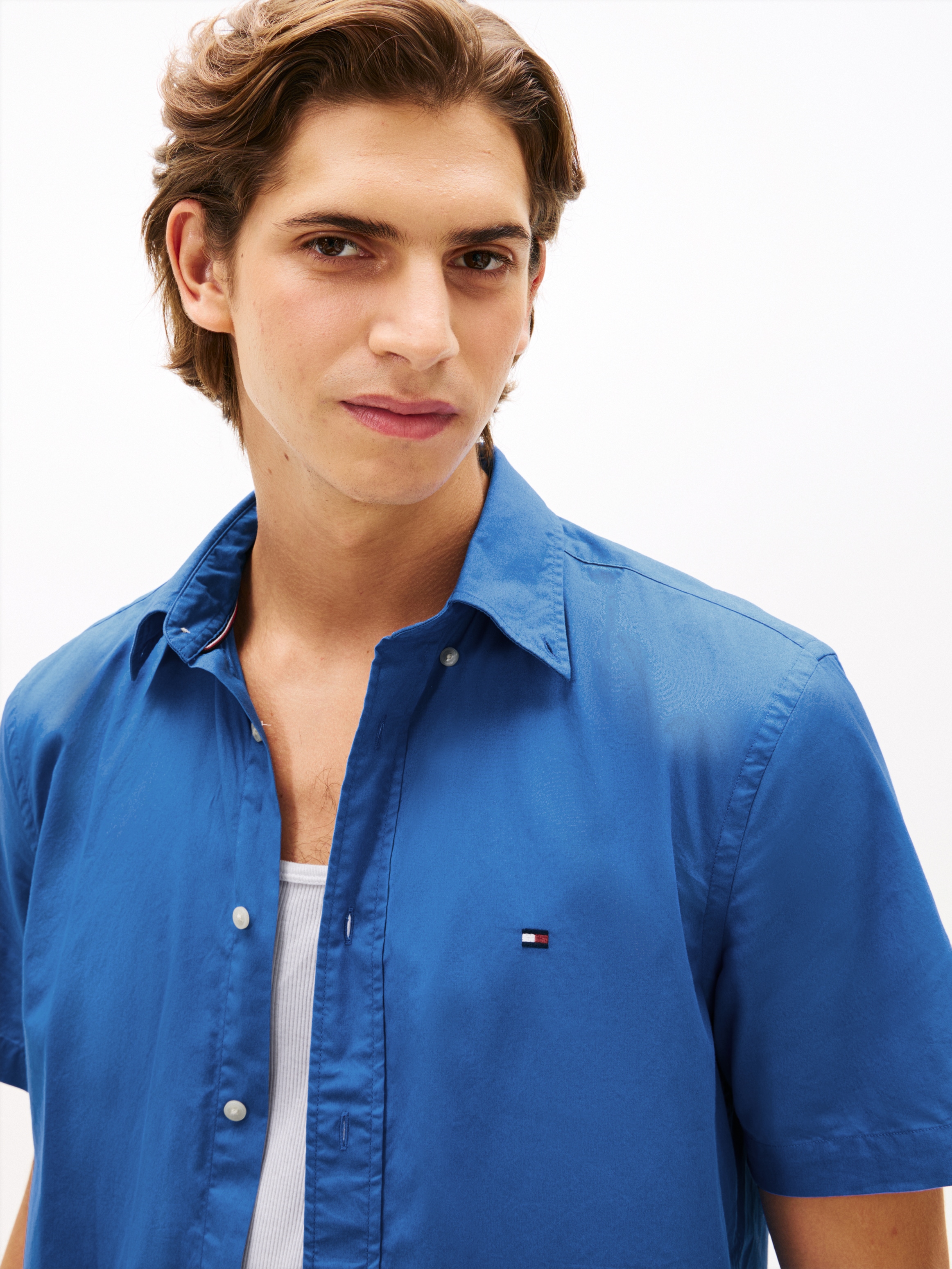 Tommy Hilfiger Chemise à manches courtes »FLEX POPLIN SOLID« Regular fit mit Button-Down-Kragen