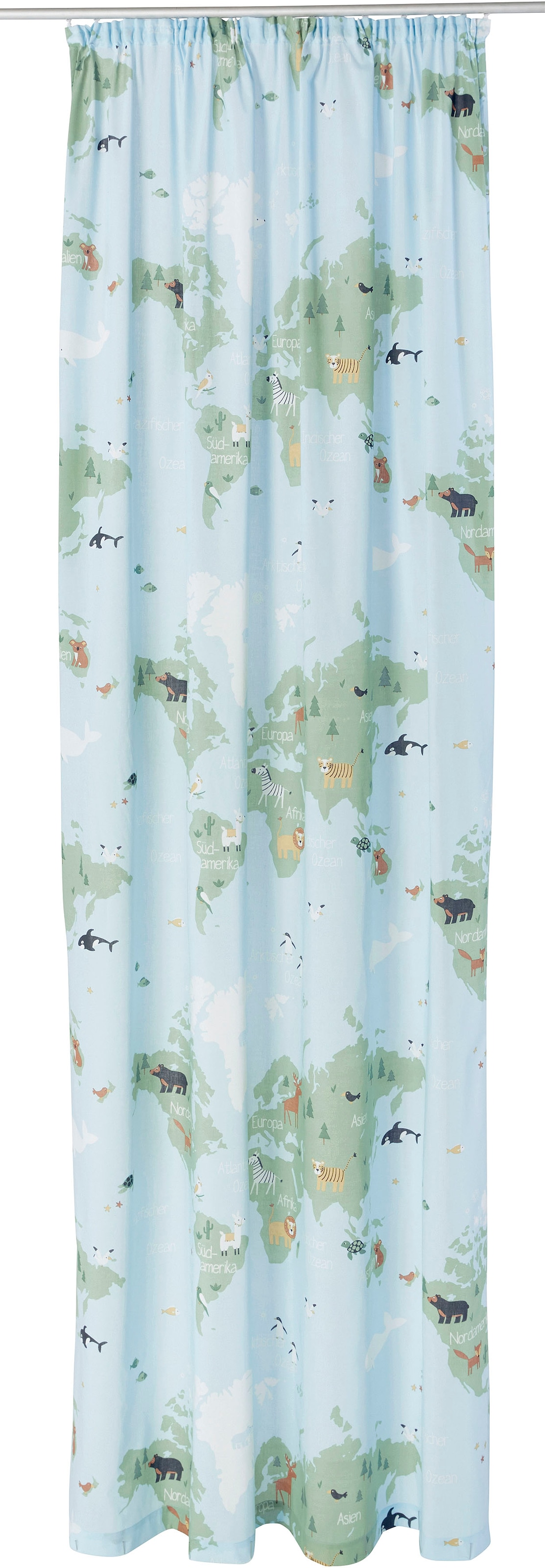 Kindergardine, Tiere »Weltkarte«, Nachhaltige St.), jetzt bedruckt, Vorhang (1 halbtransparent, Lüttenhütt kaufen