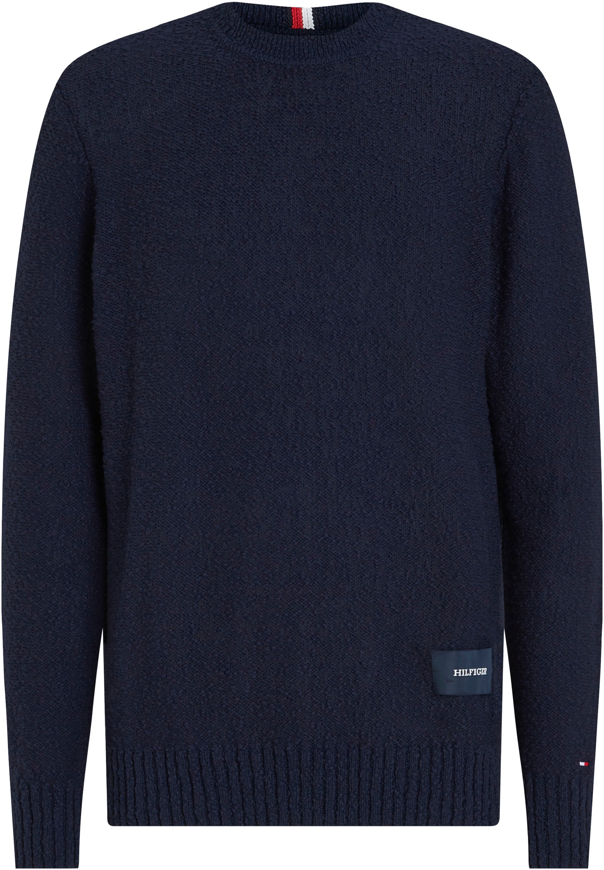 Tommy Hilfiger Strickpullover »SLUB YARN C NK«, mit Logostickerei am Ärmel