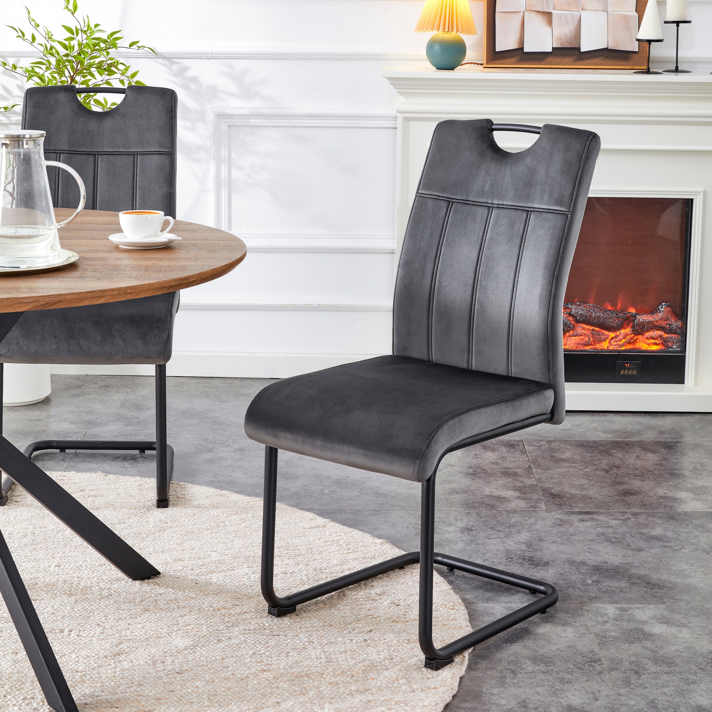 Home affaire Esszimmerstuhl »AIRDRIE, 2er Set, mit Metallgestell in matt schwarz« (Set) 2 Stk.in verschiedenen Farben, Belsatbarkeit pro Stuhl 120 kg