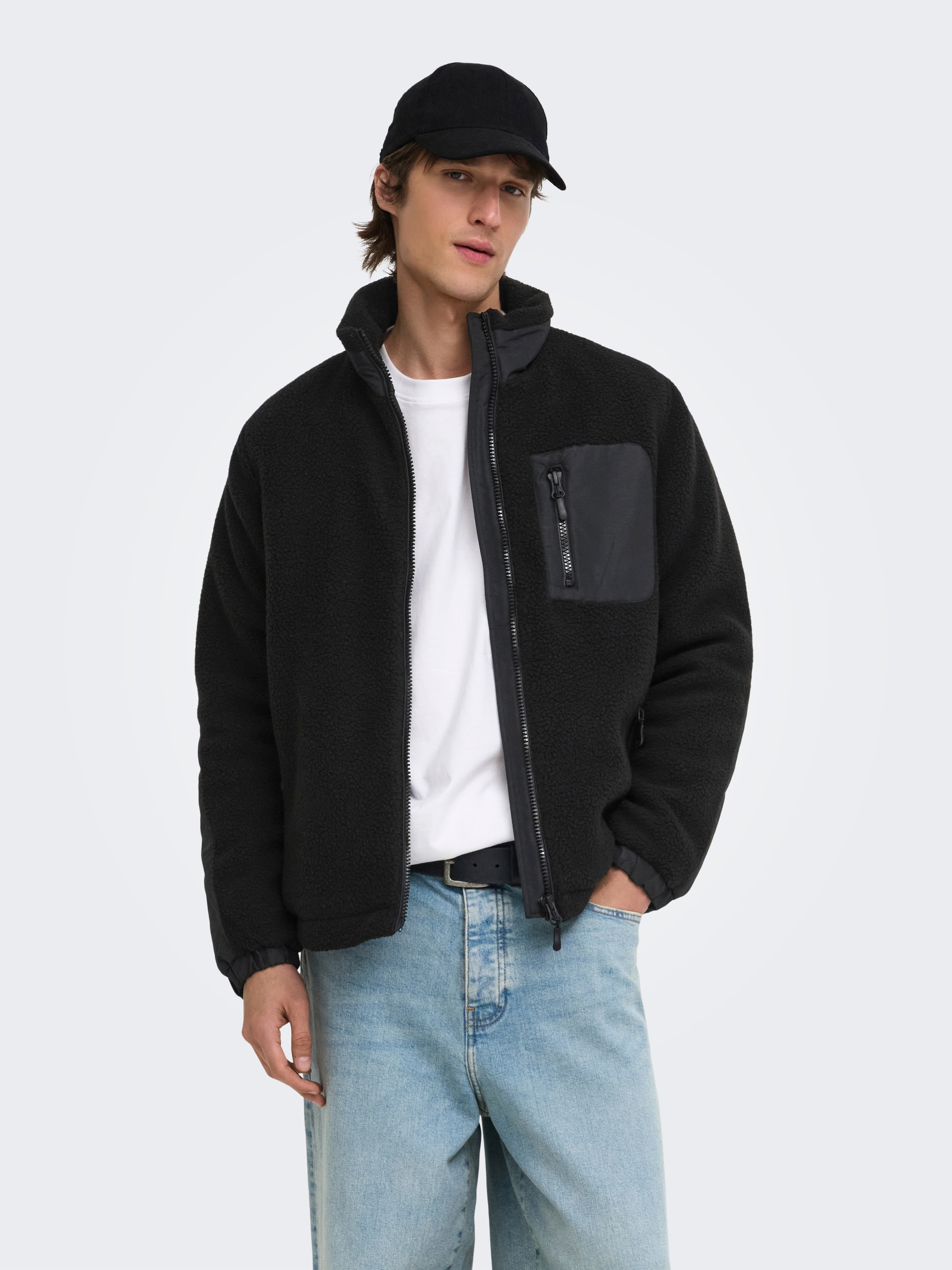 ONLY & SONS Kurzjacke »ONSTYRO PADDED SHERPA JACKET NOOS« Polyester, regular fit