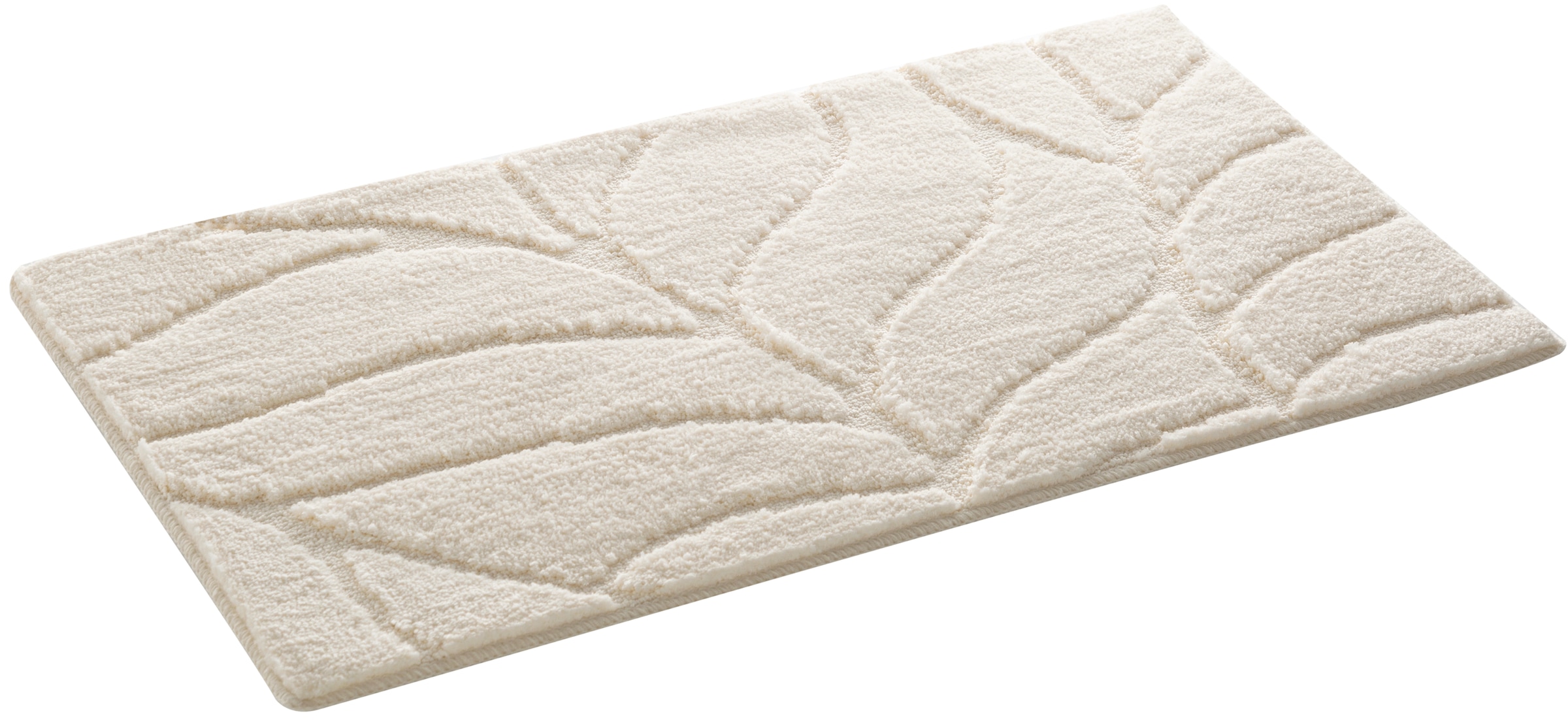 my home Badematte »Epense, Badvorleger, Badezimmer Teppich, Duschvorleger«, fussbodenheizungsgeeignet-schnell trocknend, Badteppich, Uni Farben, Blätter, Hoch-Tief Effekt