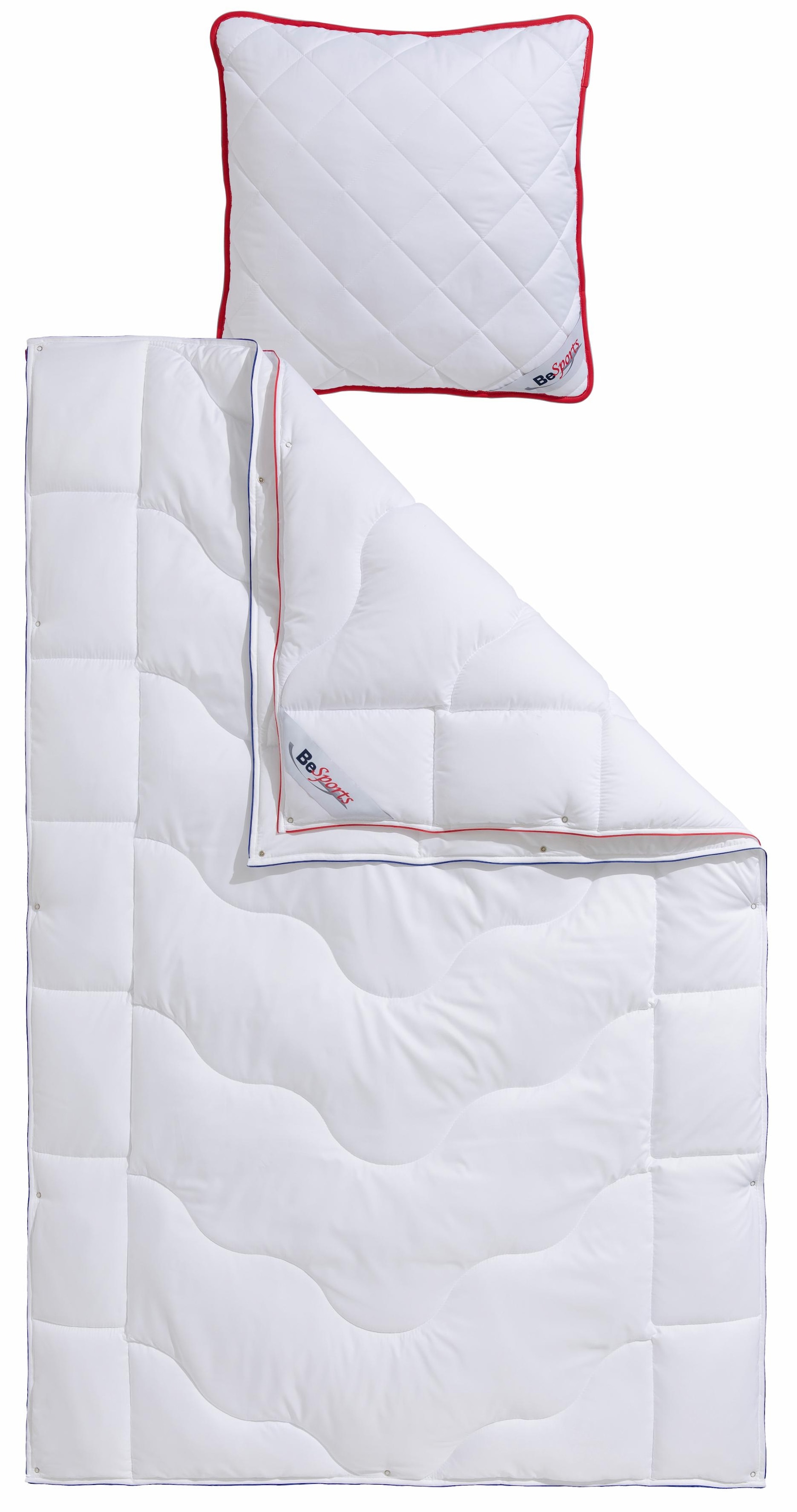 BeSports Bettdecke + Kopfkissen »BeSports Premium«, (Spar-Set, Das Set  besteht aus einem 4-Jahreszeitenbettdecke und einem Kissen!), Hohenstein  Klimakomfort \
