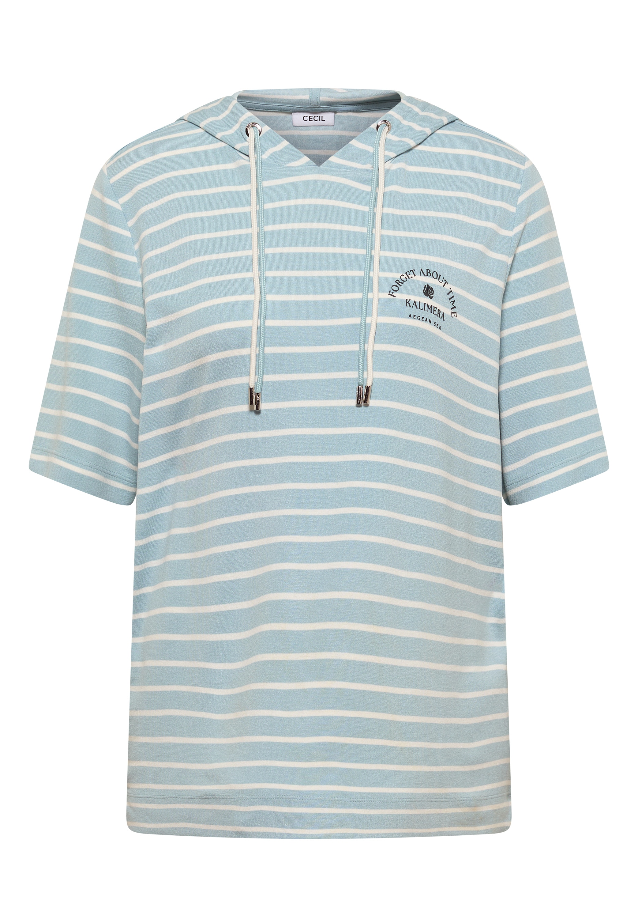 Cecil T-shirt à capuche t-shirt rayé, capuche avec double cordon, mélange viscose