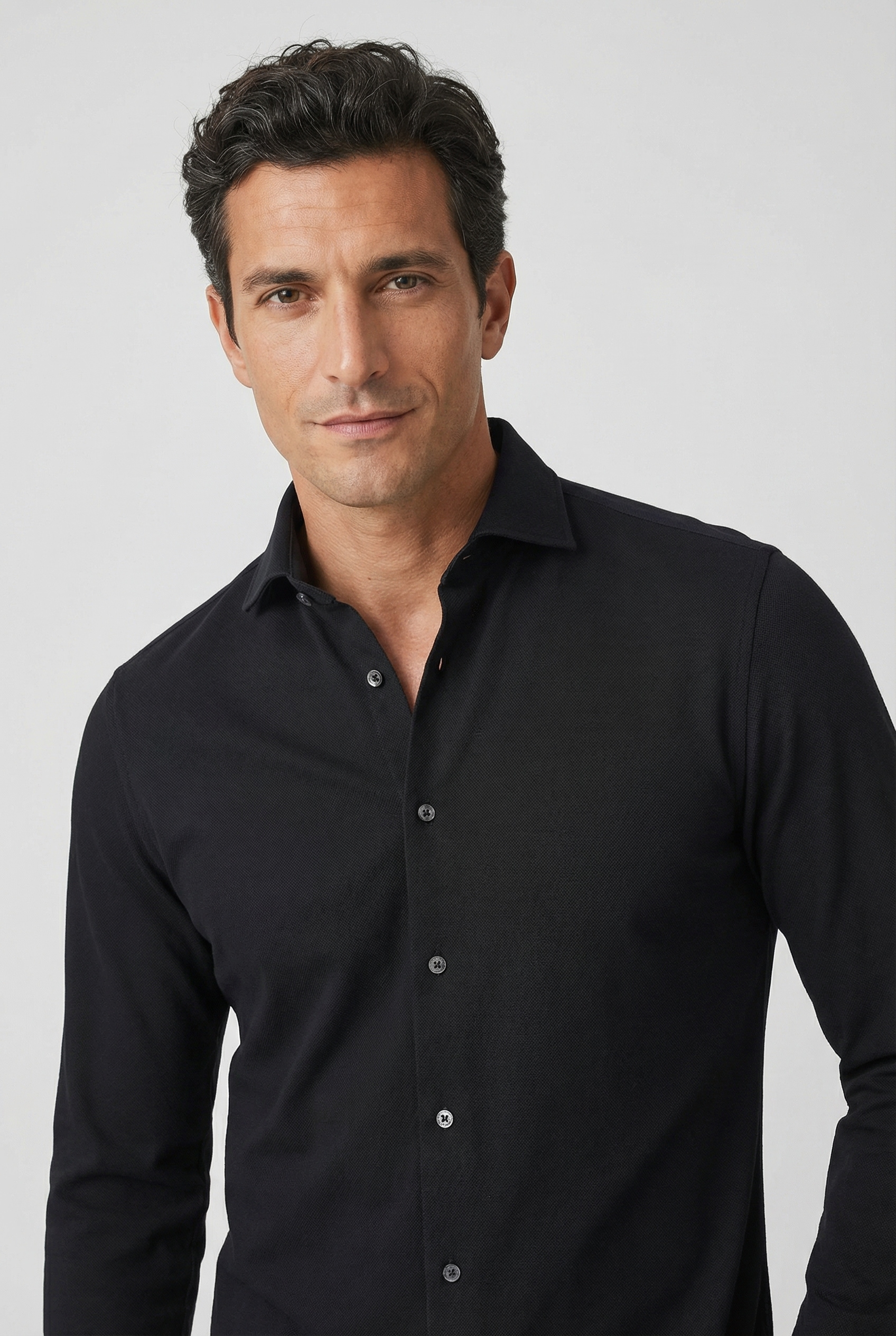 Image of Marc OPolo Langarmhemd Shaped Fit, mit feiner Piqué-Struktur