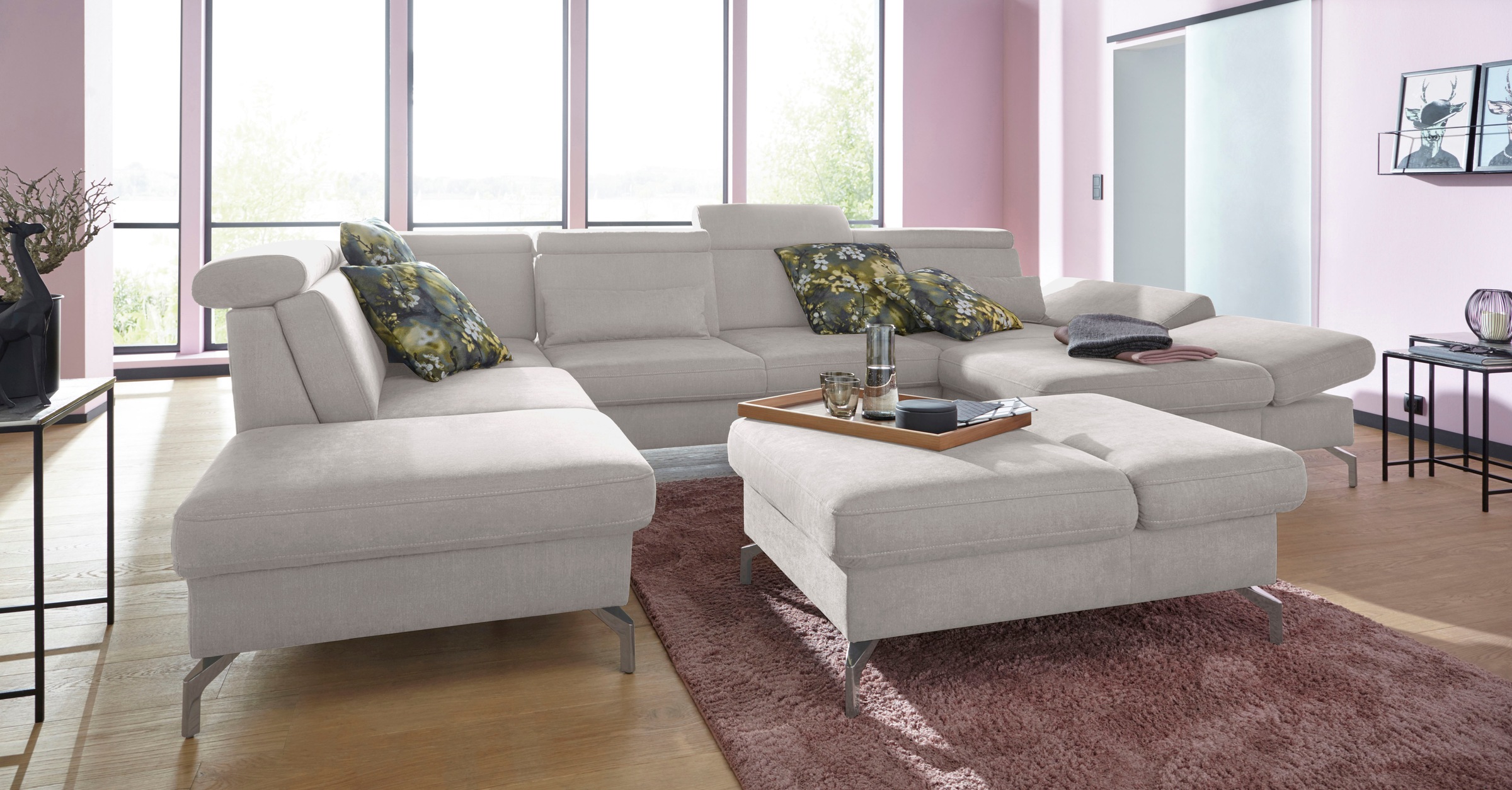 sit&more Wohnlandschaft »Brisbane U-Form«, Fusshöhe 15 cm, inklusive Sitztiefen-, Armteil- und Kopfteilverstellung