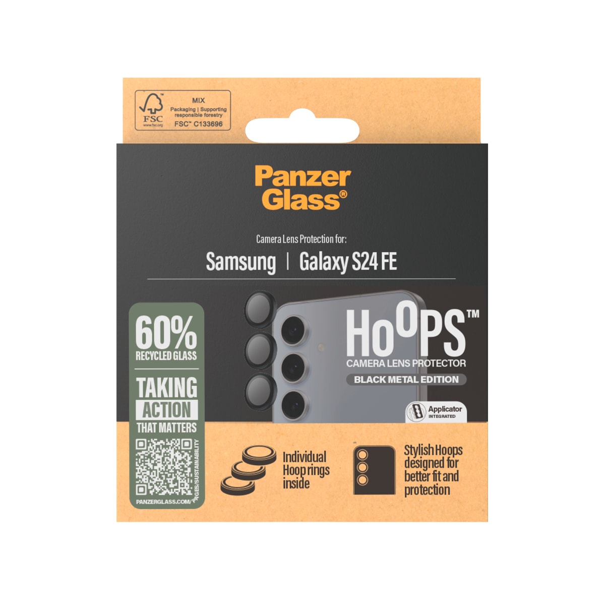 CARE by PanzerGlass Kameraschutzglas »Hoops Camera Lens Protection«, für Samsung Galaxy S23 FE, Kameraschutz, Schutzfolie, Linsenschutz, kratz- & stossfest
