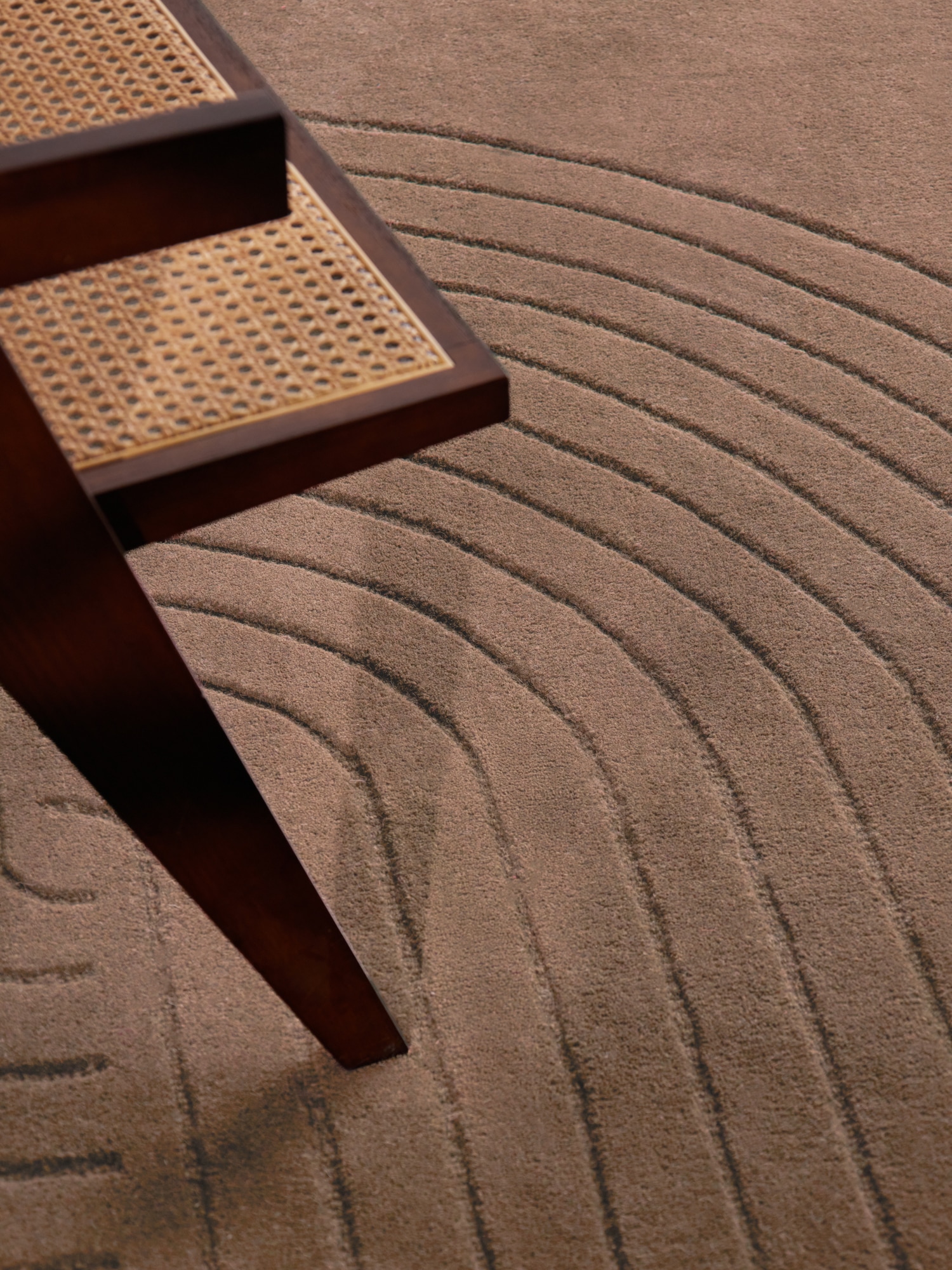 vikosa Tapis en laine »Arcura« Rond 15 mm Höhe Wolle Handgemacht, Hoch-Tief-Effekt, Geometrisches Linien Wellendesign