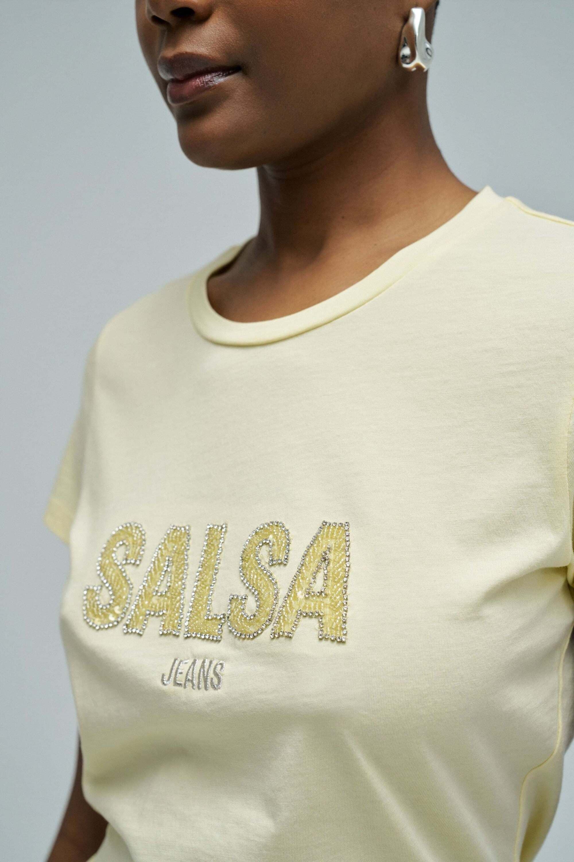 Salsa T-shirt »Salsa Jeans T-Shirt Institutional Beaded Branding«