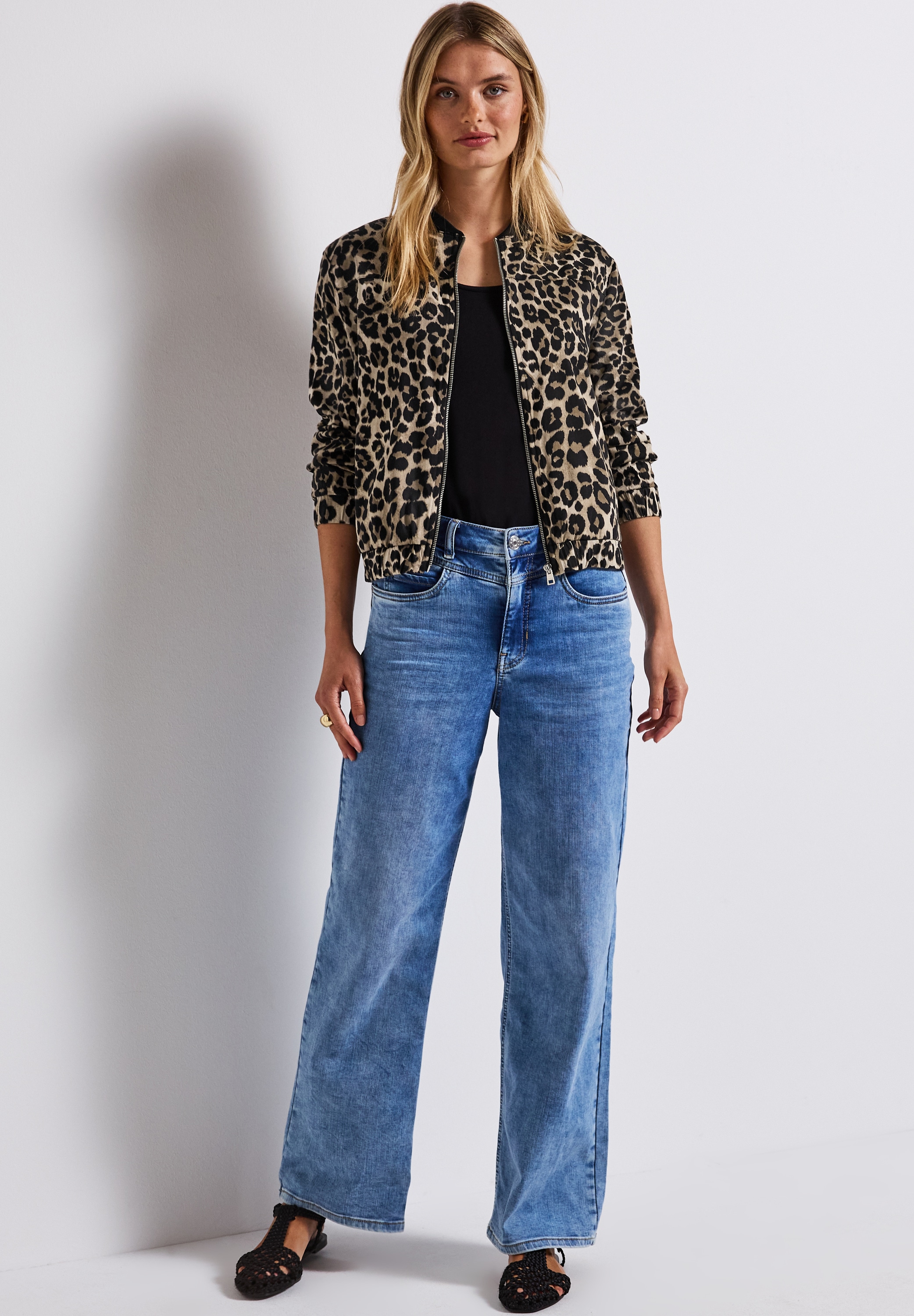 STREET ONE Blouson, ohne Kapuze, mit Leo-Print und Reissverschluss