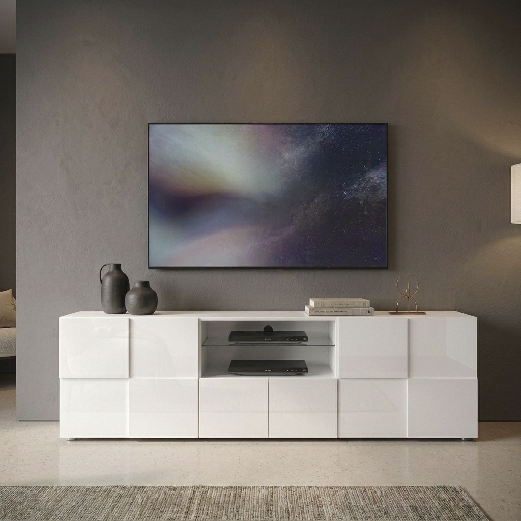 Image of Home affaire Lowboard "Dama Breite 181 cm, TV-Board 2 Türen, 1 Schubkasten, TV-Schrank" Front in 3D-Optik, viel Stauraum, ohne Beleuchtung