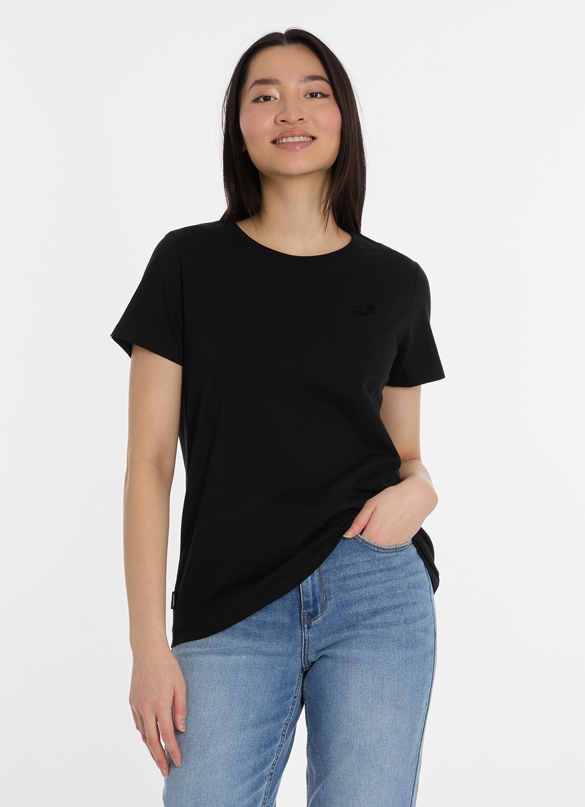 Image of Ragwear Kurzarmshirt "ADORI LOVE" aus Baumwolle und Jersey, hüftlange Passform, mit Rundhalsausschnitt