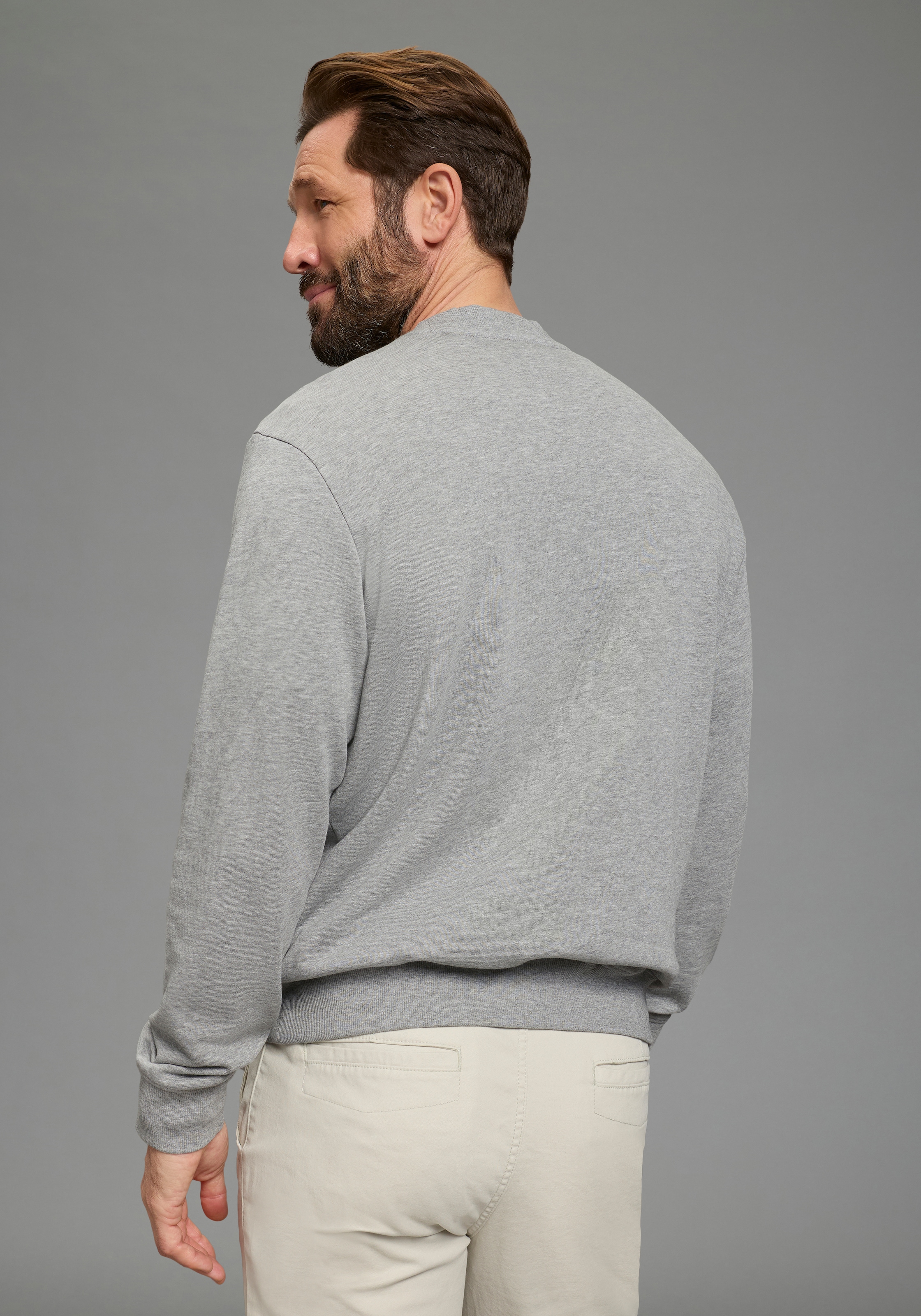 Man's World Sweatshirt, 2 pièces mit Rundhalsausschnitt, unifarben, Langarm, normale Passform
