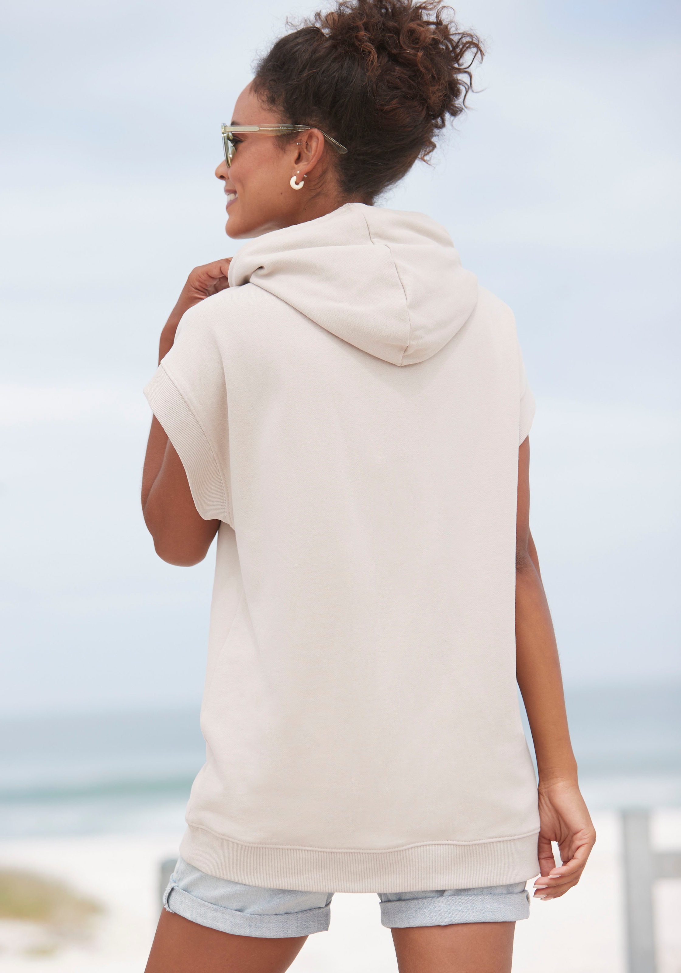 Venice Beach Sweatshirt, mit Logostickerei, kurzärmliger Hoodie