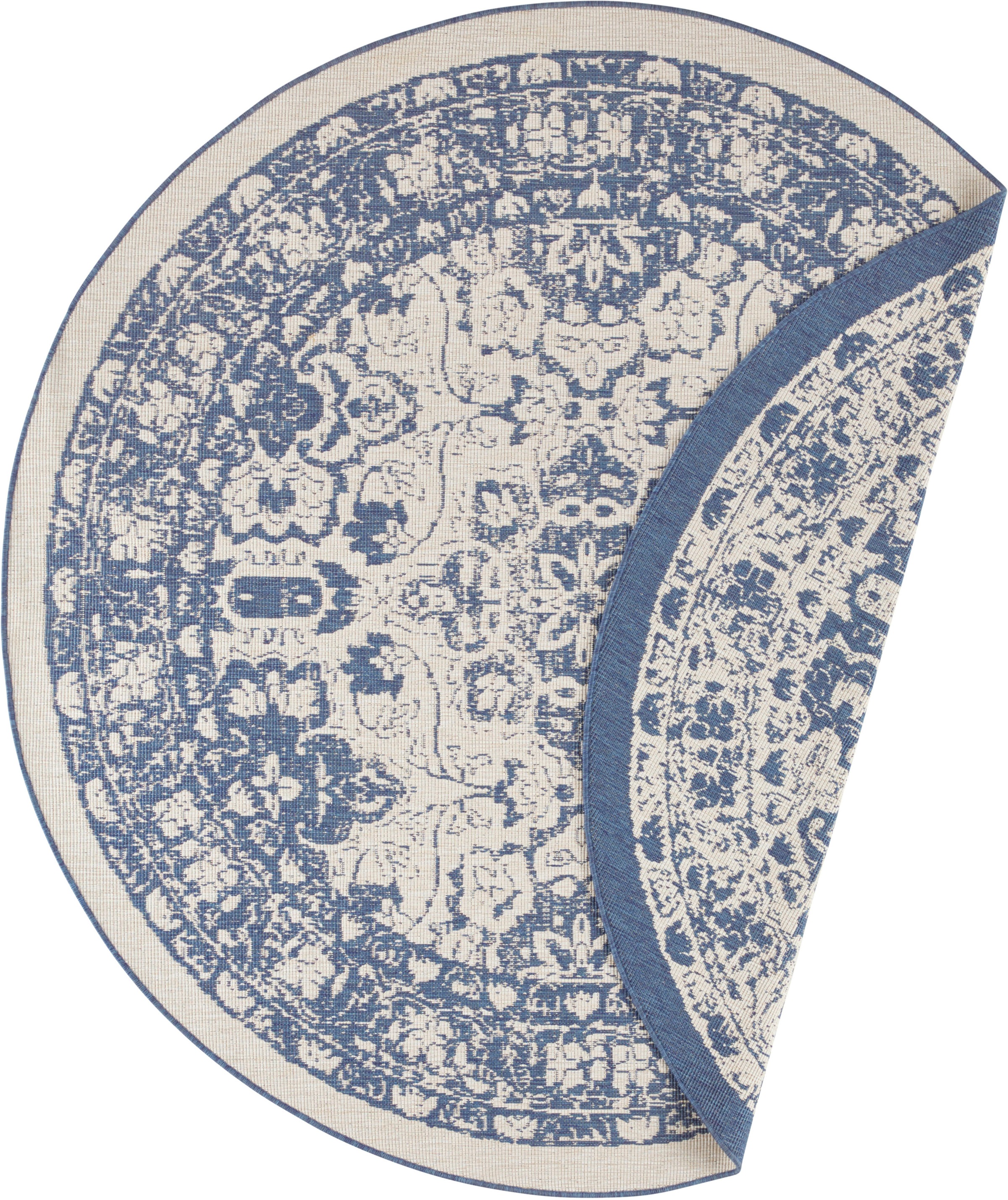 Image of freundin Home Collection Teppich »Jole«, rund, 5 mm Höhe, In-und Outdoor geeignet, Mandala, Wohnzimmer, Balkon, Terrasse, Garten, Pflegeleicht, Flachgewebe, Wendbar bei Ackermann Versand Schweiz