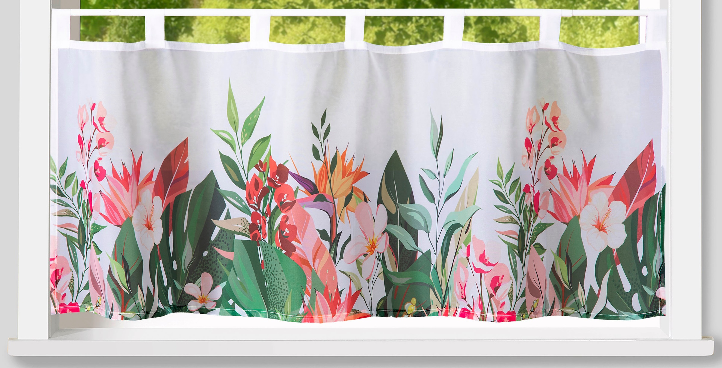 Image of Weckbrodt Scheibengardine "Arabella" Schlaufen 1 Stk. tlg. Voile, halbtransparent, bedruckt, HxB 45x120cm, Gardine, Store