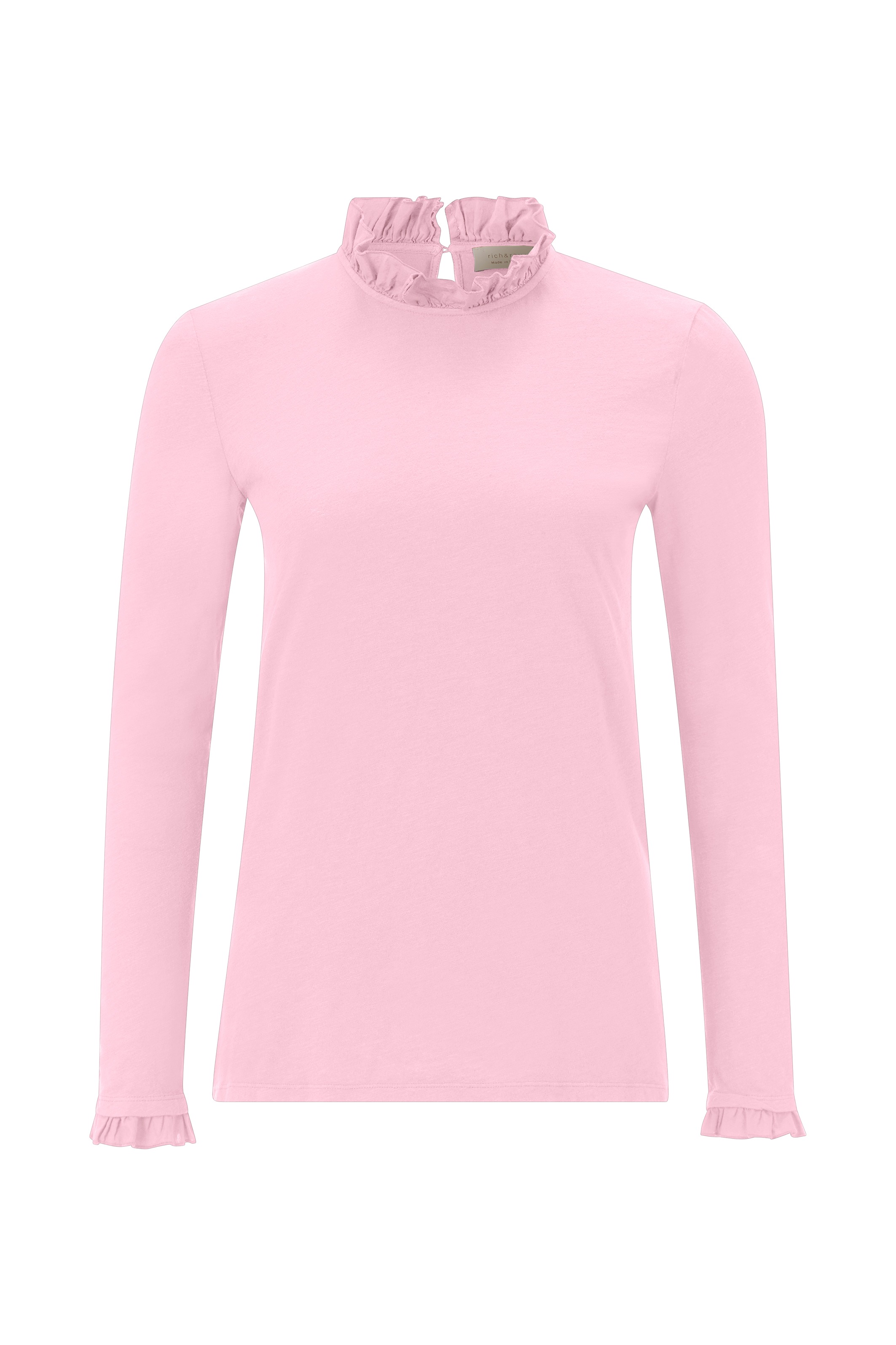RICHROYAL Langarmshirt »2409 O Slub F LS«, mit Rüschenkante an Ausschnitt und Ärmelsaum