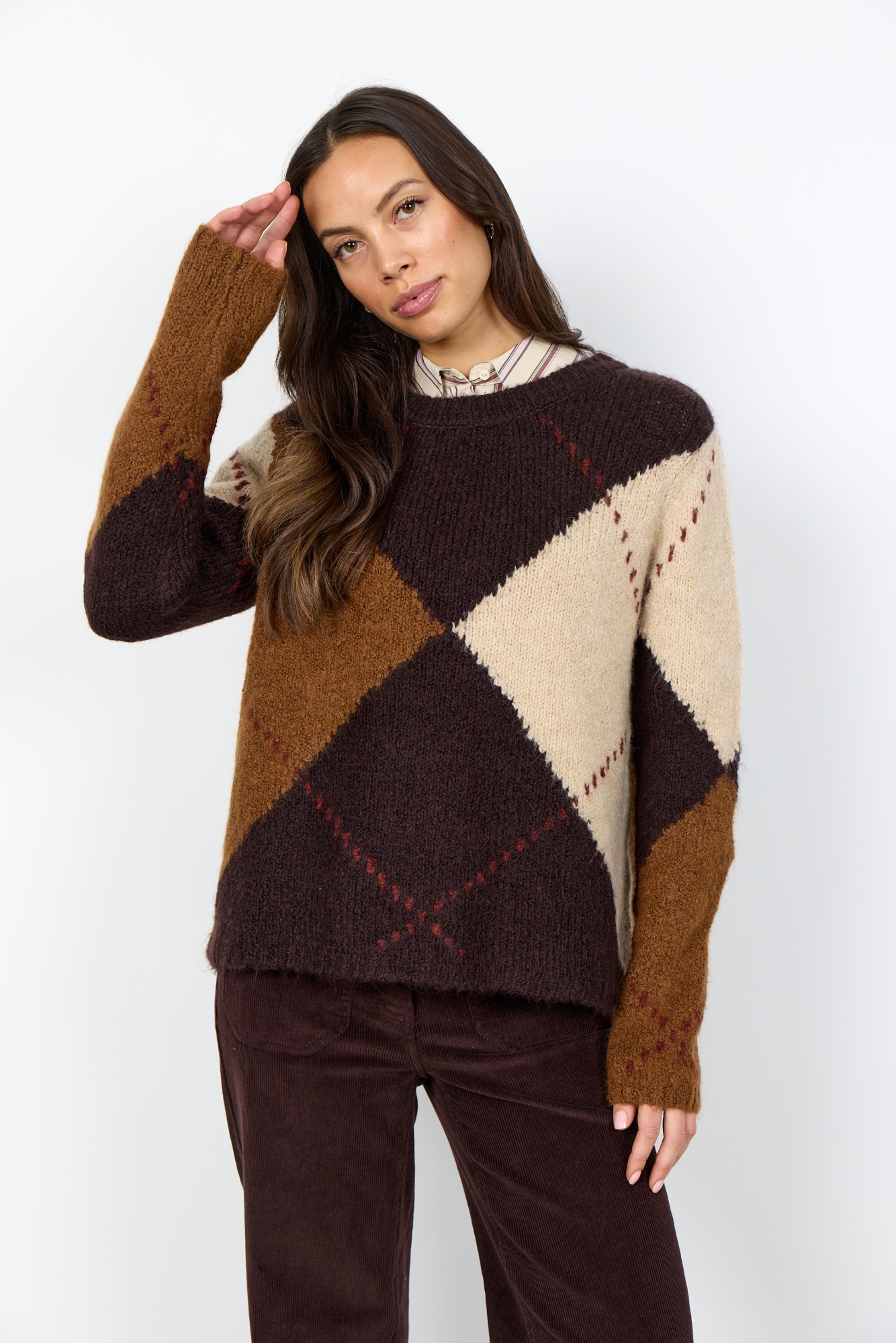 Image of soyaconcept Strickpullover "SC-HACER 2 - YD" Materialmix, mit Argyl Strickmuster