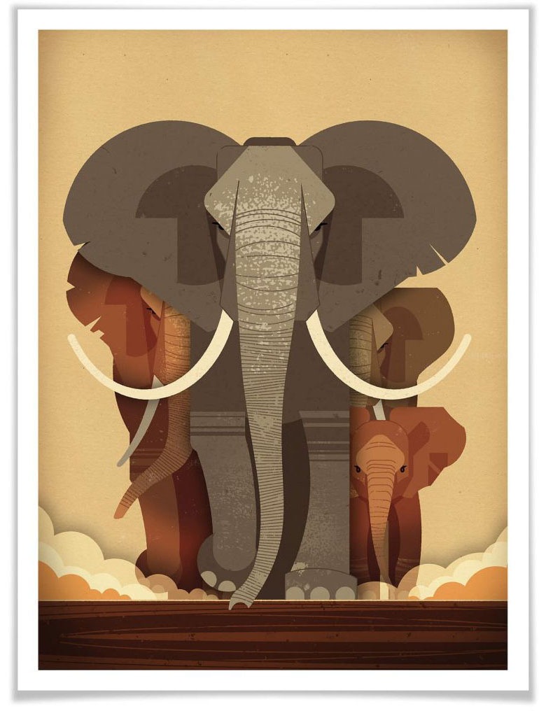 Image of Wall-Art Poster »Elephants«, Elefanten, (1 St.), Poster, Wandbild, Bild, Wandposter bei Ackermann Versand Schweiz