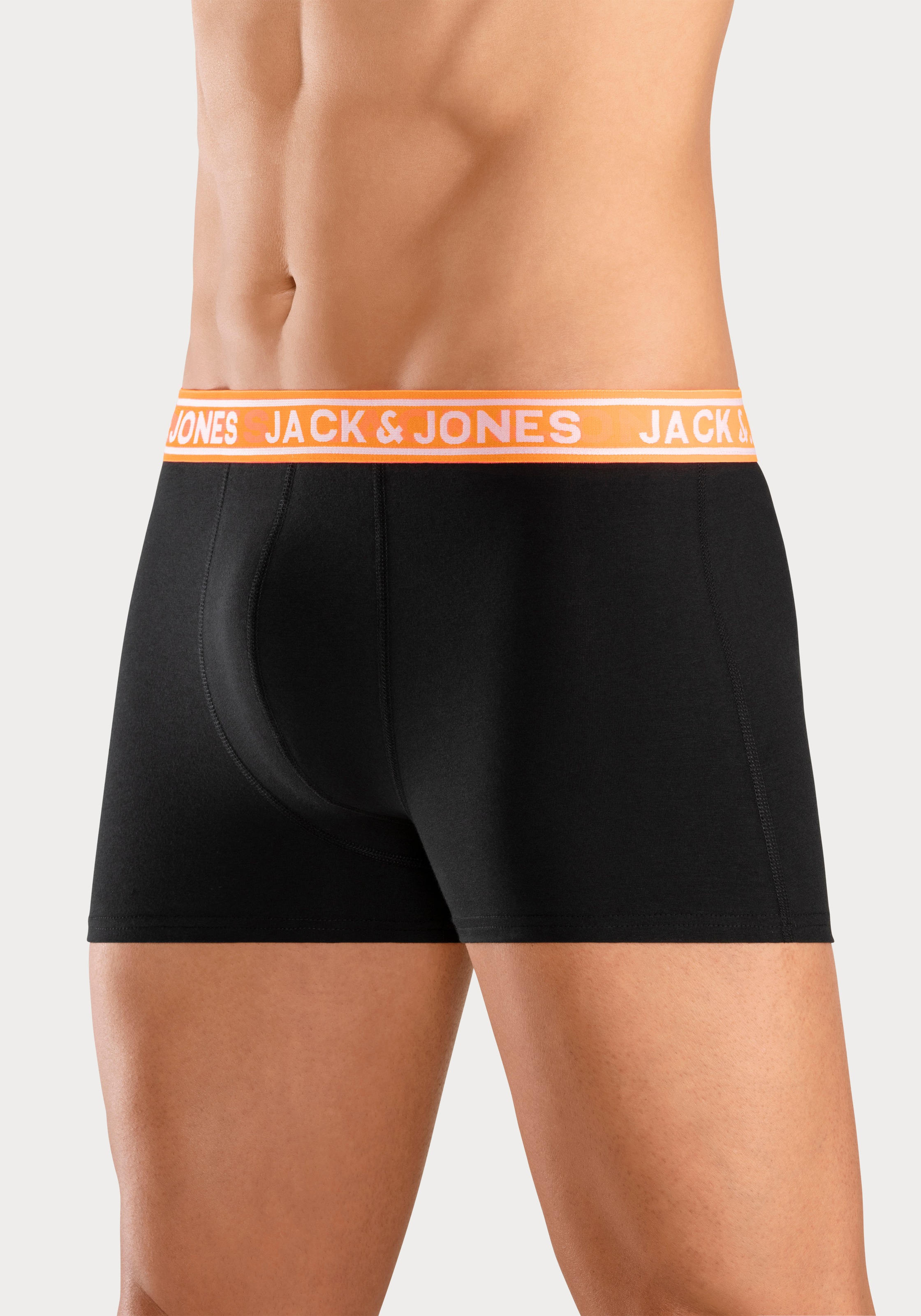 Jack & Jones Trunk »JACCRISP im 6er Pack mit Logobund und Stretchkomfort«, (Packung, 6 St.), unifarben mit Farbeinsatz, modisch, eng anliegend, Baumwollmischung
