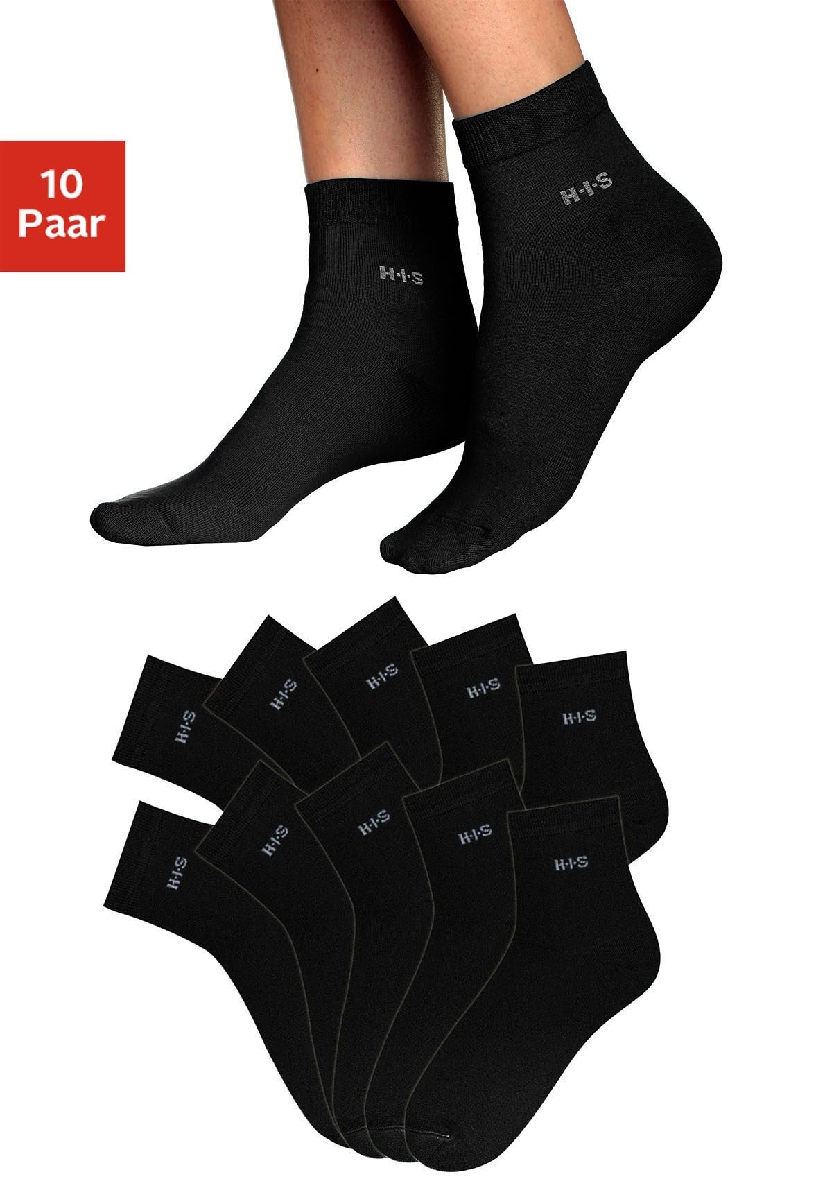 Kurzsocken, (Set, 10 Paar), aus leichter atmungsaktiver Qualität