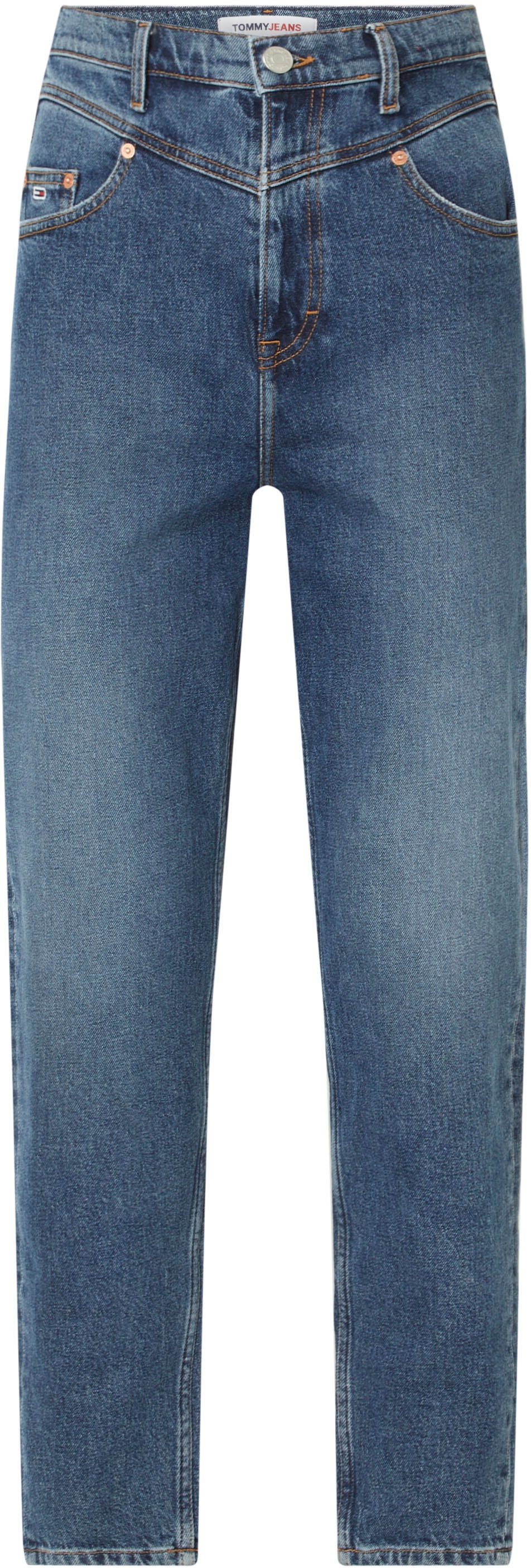 ♕ Tommy Jeans Mom-Jeans beidseitiger JEAN mit & YOKE versandkostenfrei kaufen Jeans Logo-Badge Passe Tommy V »MOM AG6135«, TPRD UHR