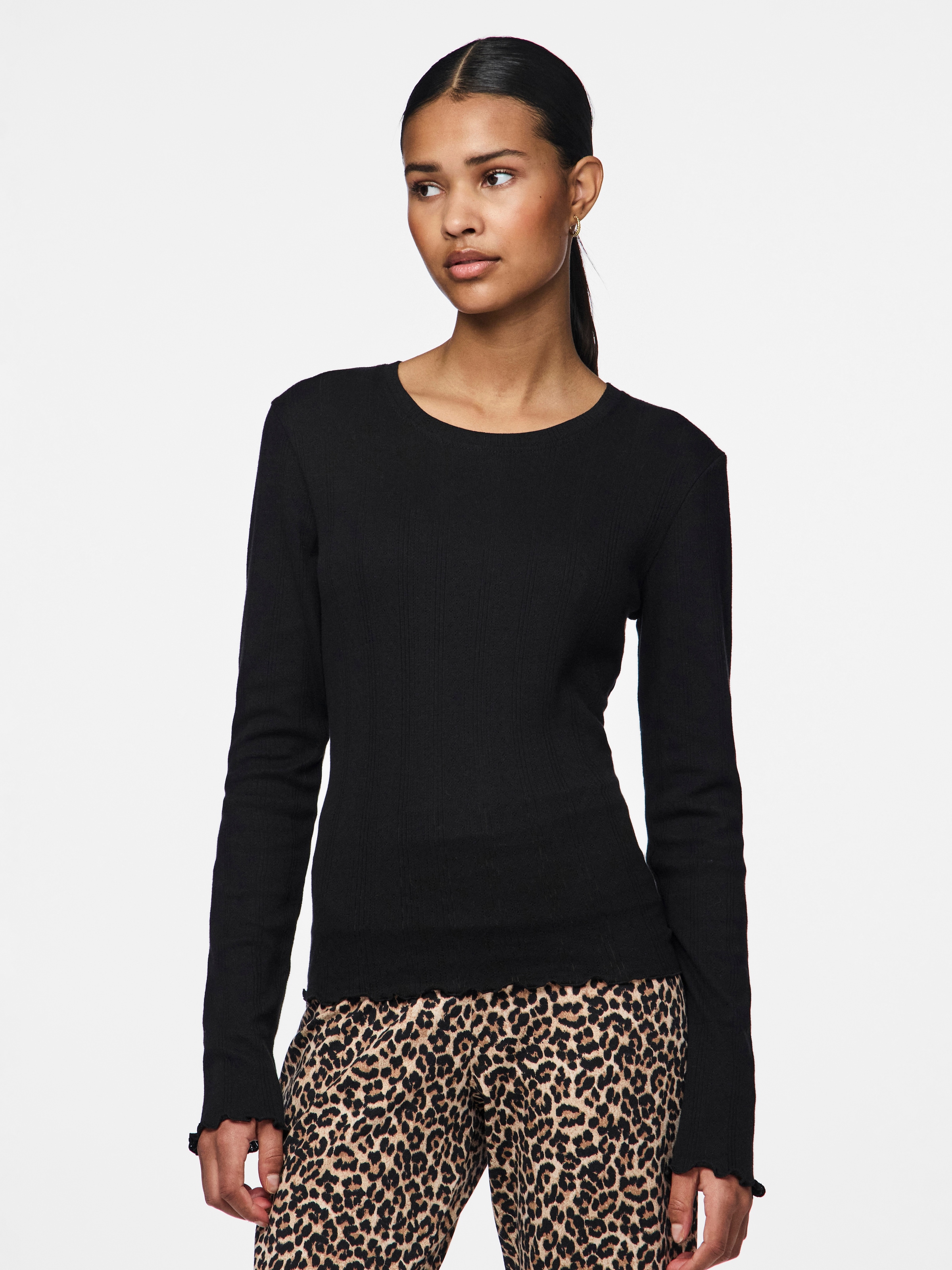 pieces Langarmshirt »PCMARIE LS O-NECK POIN TOP JRS NOOS BC«