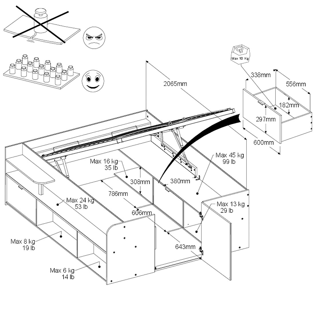 Parisot Hochbett »Parisot Travel 2«, Lattenrost aufklappbar, Stauraum integriert, Liegefläche B/L: 140 cm x 200 cm