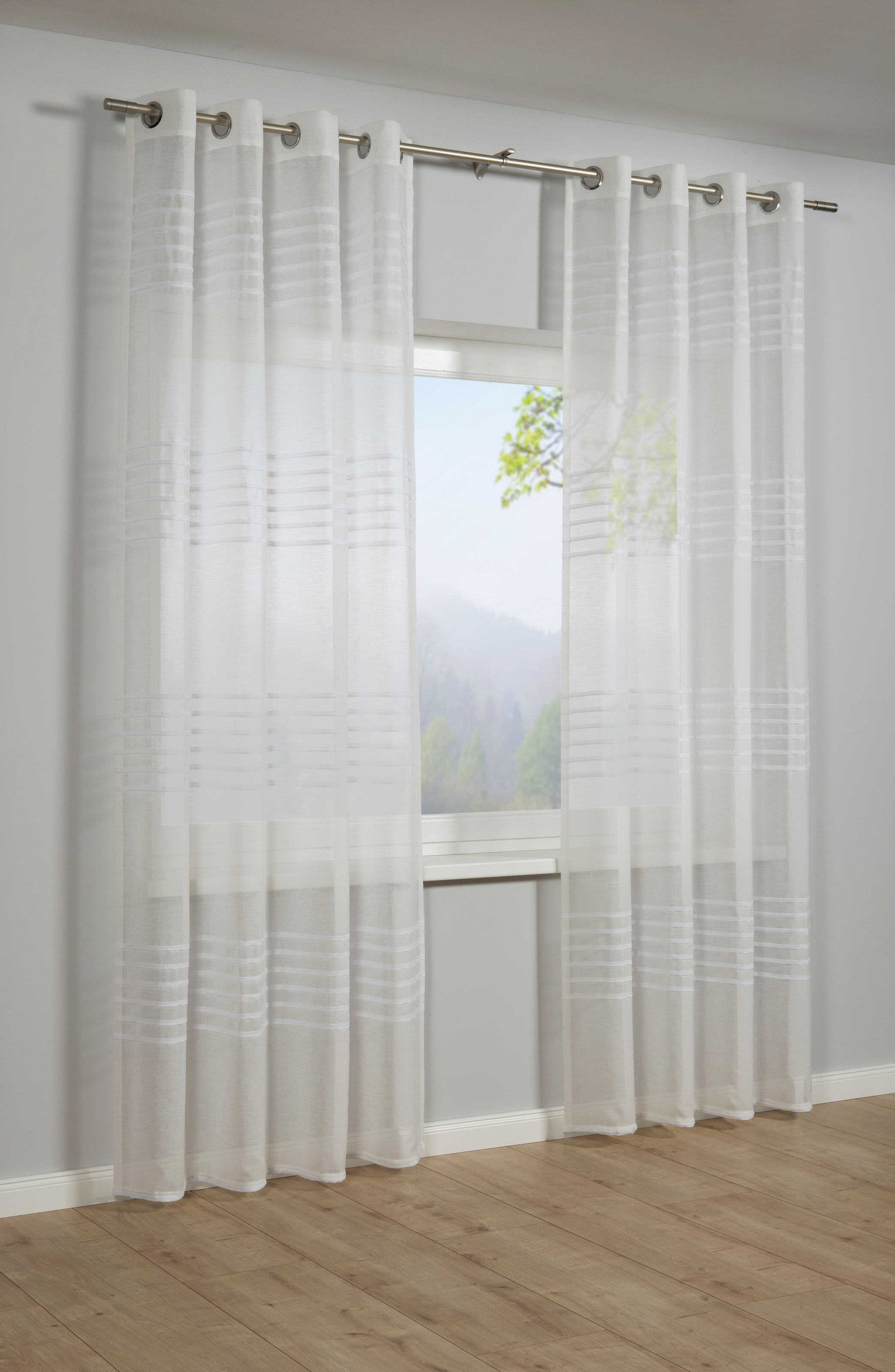Image of Sehlbach Gardine "Schal 3-D Streifen" Ösen 1 Stk. tlg. mit Ösen