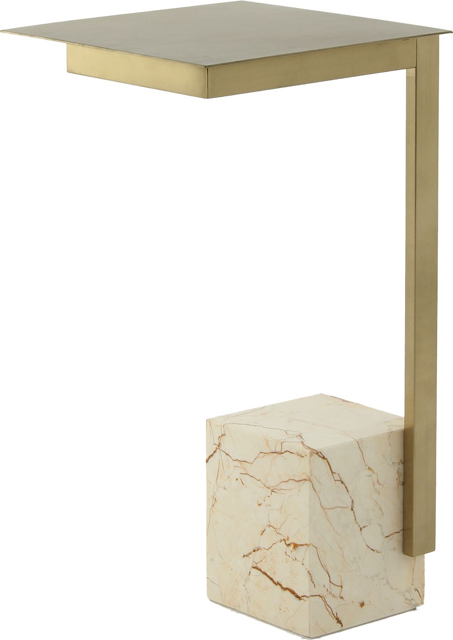 Kayoom Beistelltisch »Oscar 225, Passender Marmorfuss in kantigem Design«, (1 St.), Eckiger Marmorfuss, eckige Ablagefläche und Gestell aus Edelstahl