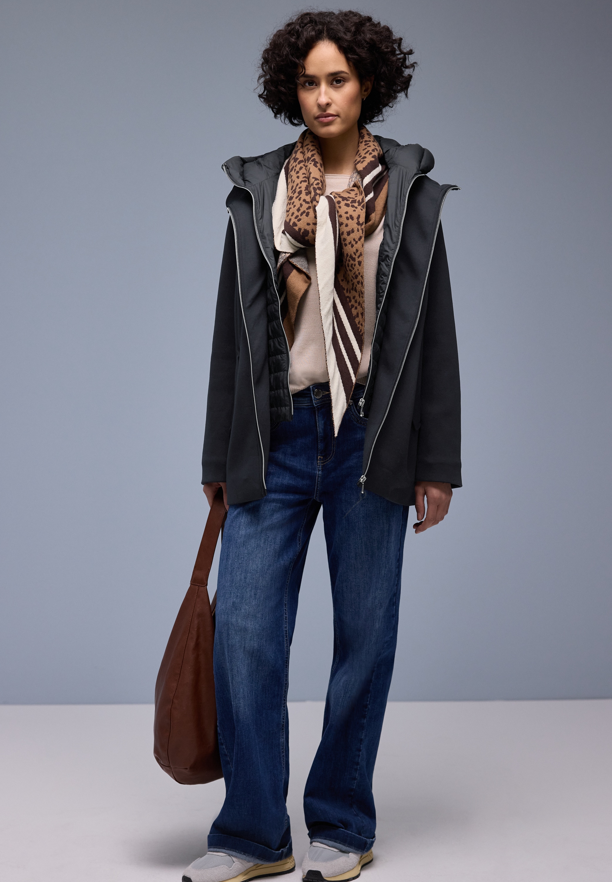 STREET ONE Veste longue mit Kapuze im Doppel-Layer-Look und mit Kapuze