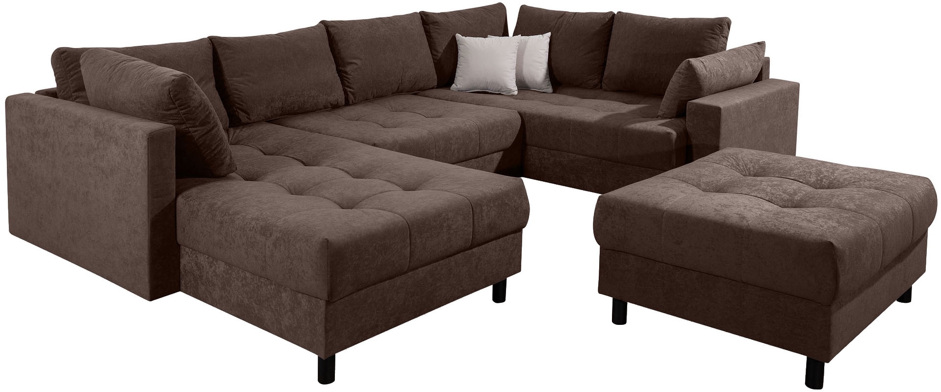 COLLECTION AB Paysage de salon »Toni U-Form, B: 298 cm« Set: Sofa & Hocker, 2 Zierkissen, Federkern