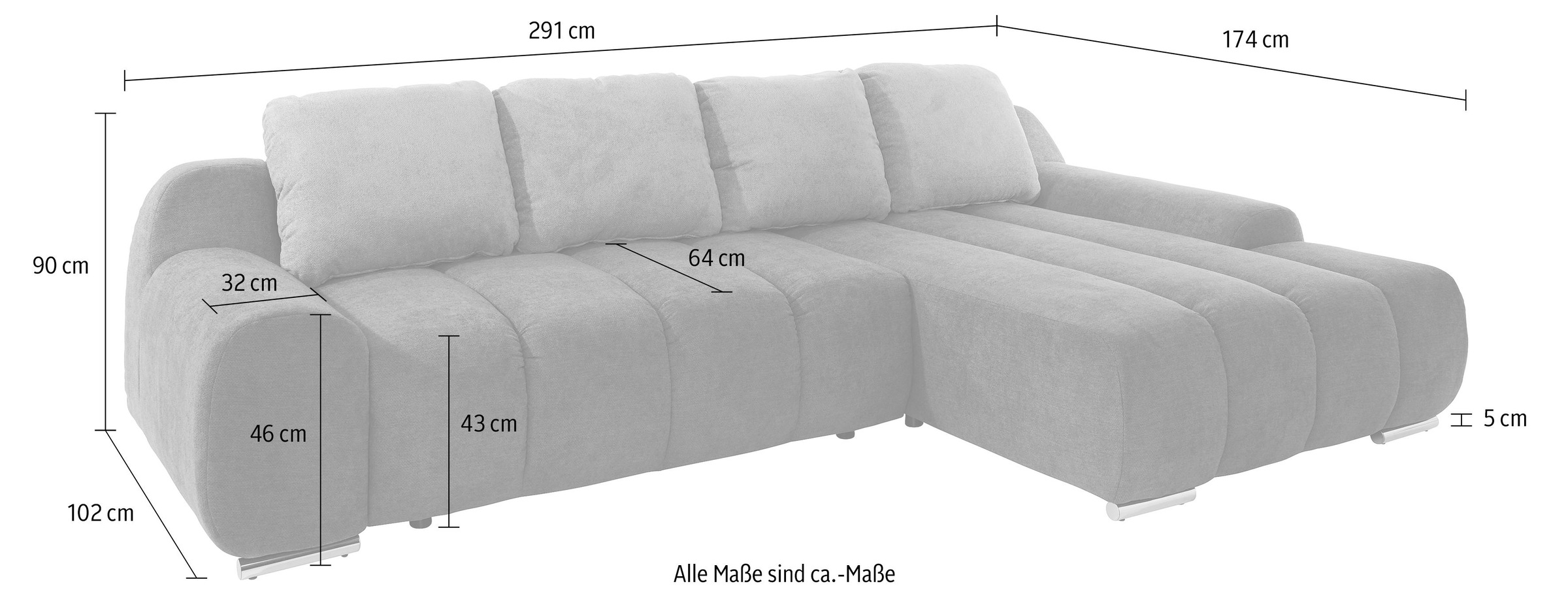 INOSIGN Ecksofa »Bono L-Form«, wahlweise mit Bettfunktion