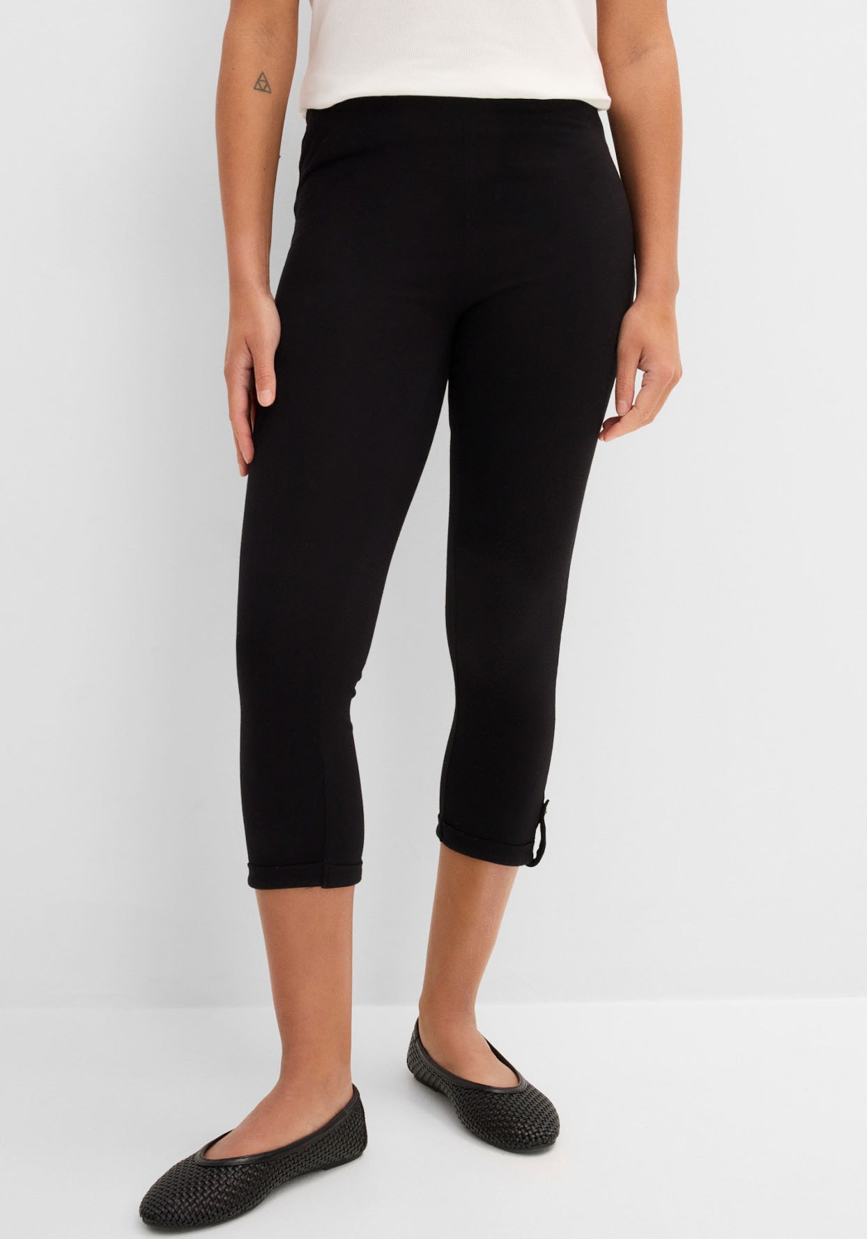Image of bonprix Caprileggings aus Baumwolle mit Elasthan, Skinny Fit, mit gekrempeltem Saum