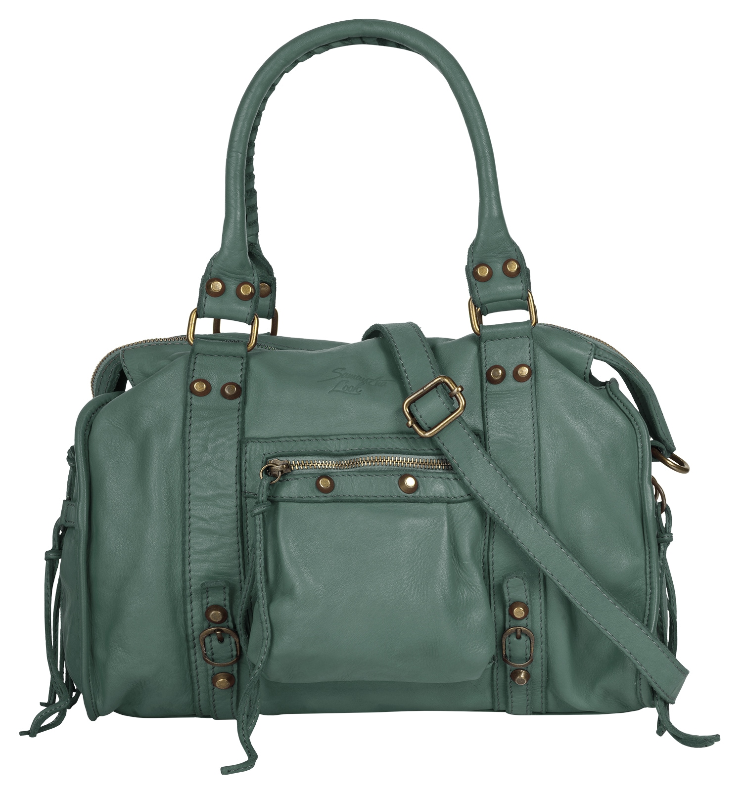 Samantha Look, Unisex, Shopper echt Leder, Made in Italy, mint, B/H/T: 34cm x 27cm x 12cm onesize, Breite 34 cm x Höhe 27 cm x Tiefe 12 cm