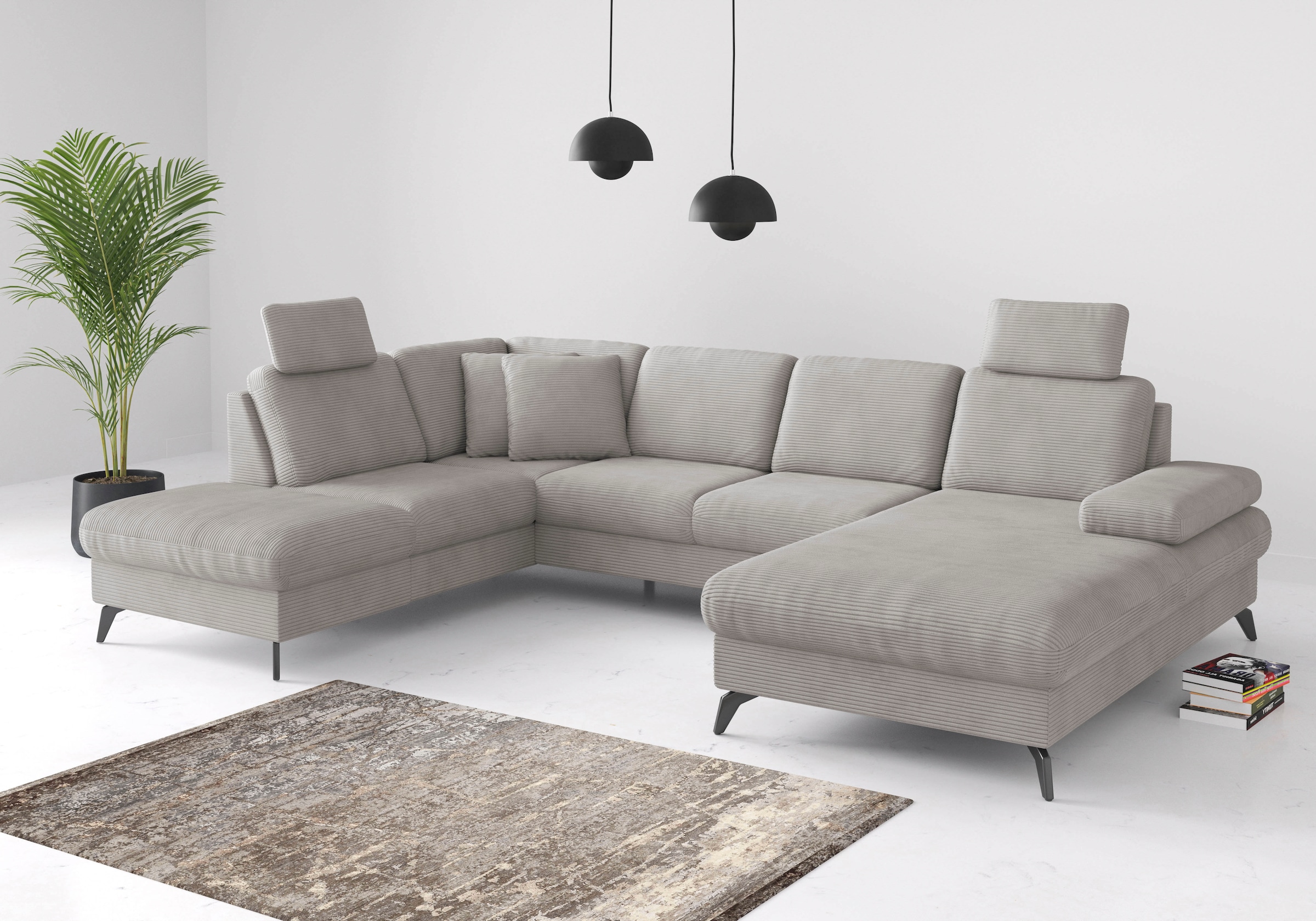 sit&more Wohnlandschaft »Morris Jubi U-Form«, inkl. Armteilfunktion und 1 Zierkissen, wahlweise mit Bettfunktion