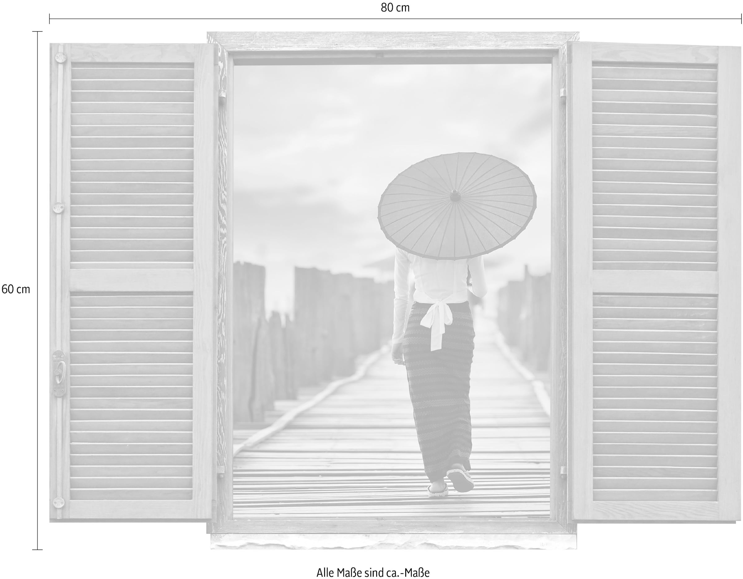 queence Autocollant mural »Frau auf Brücke« Wandsticker, Wandbild, selbstklebend, 3D, Fenster