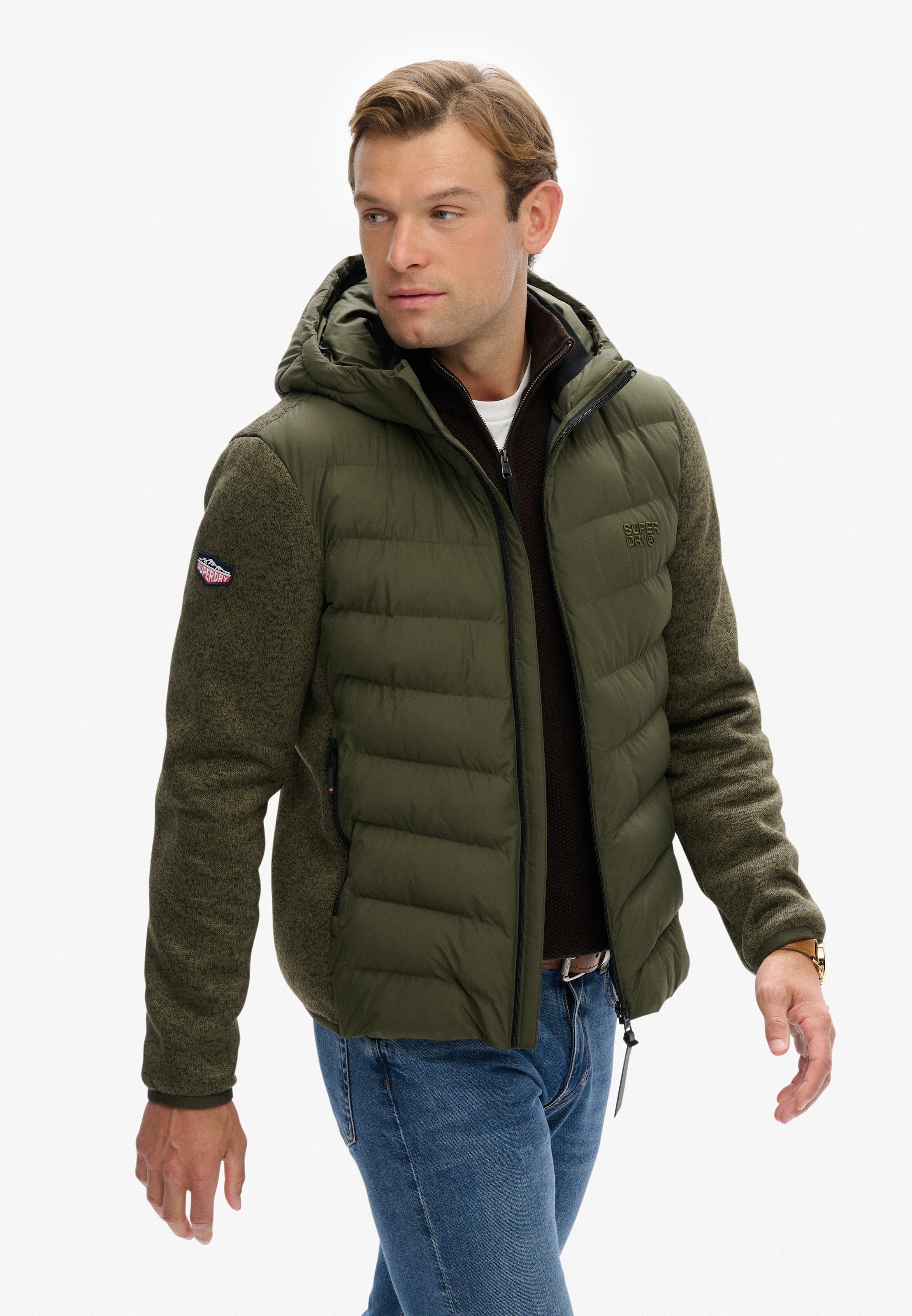 Superdry Steppjacke »HOODED STORM KNIT HYBRID JKT«, mit Kapuze