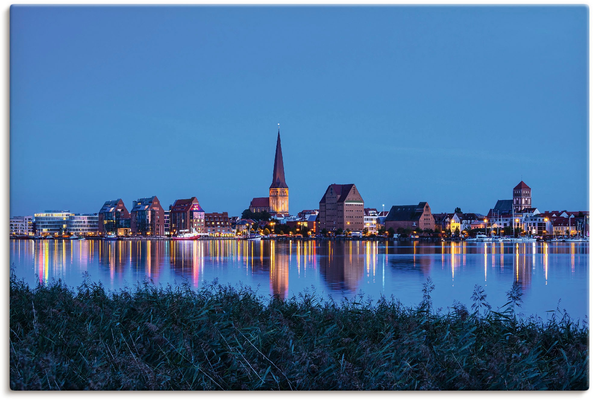 Image of Artland Leinwandbild "Blick über Warnow auf Rostock" Rostock 1 Stk. tlg. auf Holzrahmen gespannt