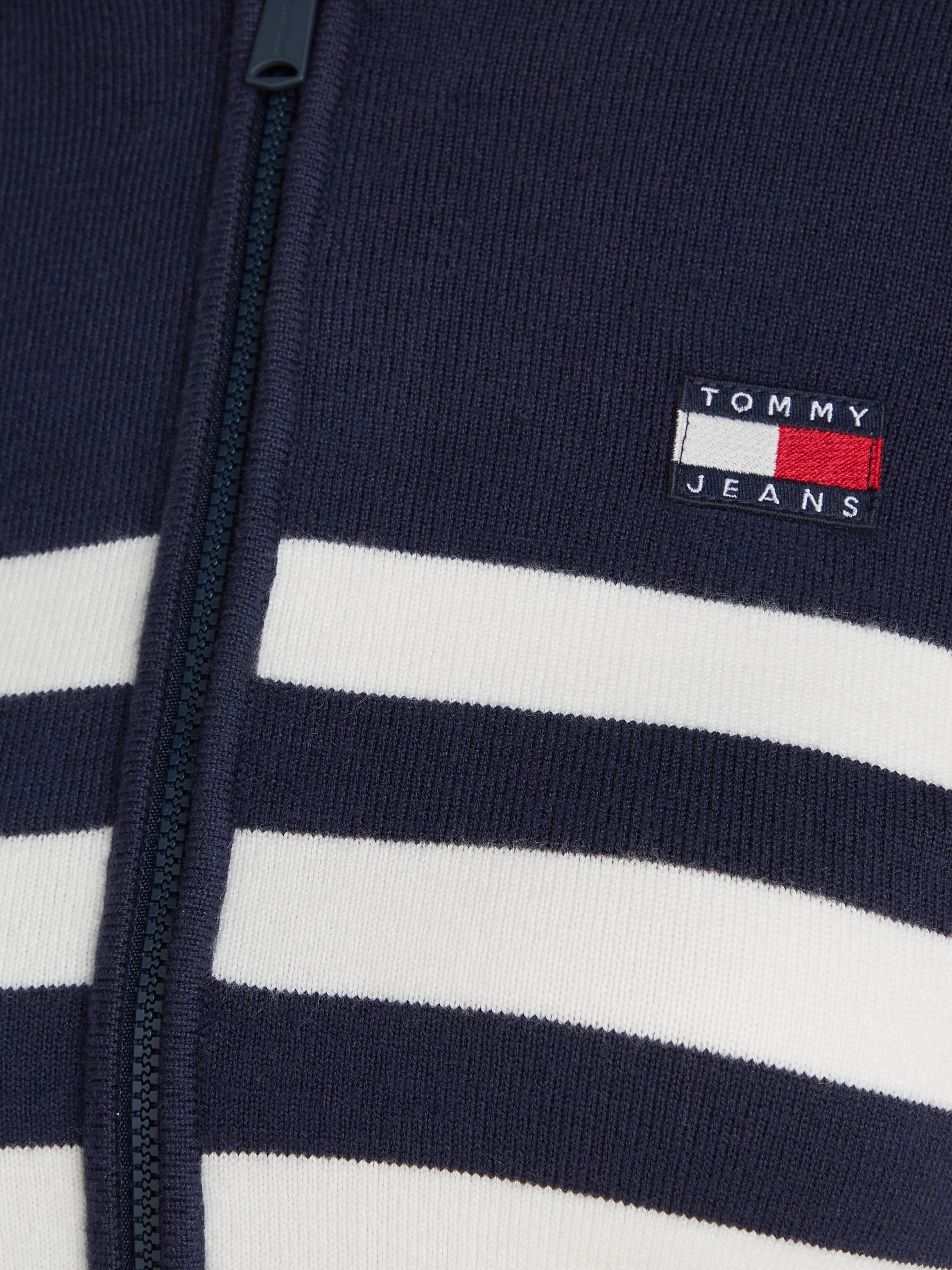 Tommy Jeans Sweatjacke »TJW STRIPE ZIP THRU BADGE HOOD«, mit Tommy Jeans Flagge